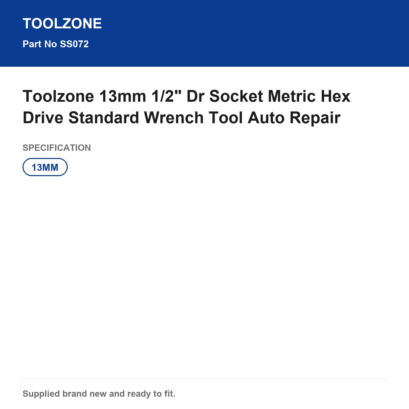 Toolzone 13mm 1/2" Dr Metric Socket Auto Repair - Image 5