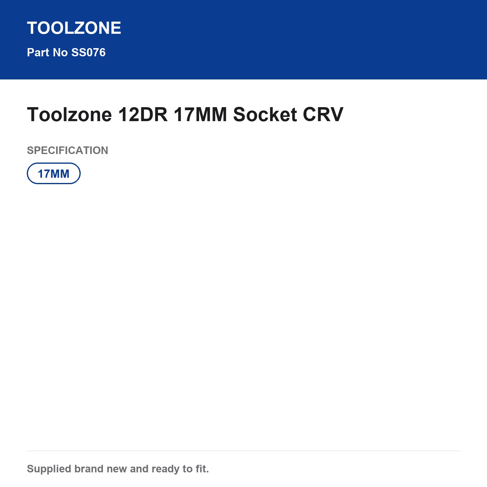 Toolzone 17MM Metric CRV Socket 12DR - Image 5