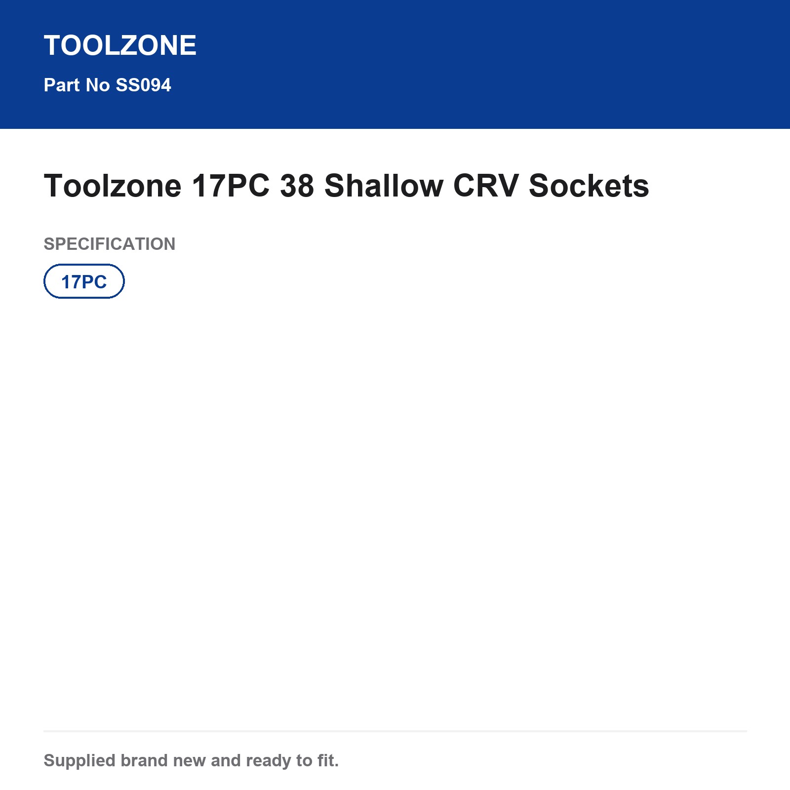 Socket Set 3/8" Shallow CRV 17PC Toolzone SS094 - Image 5