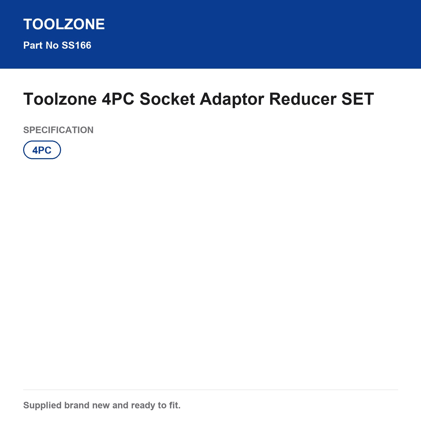 Socket Adaptor Reducer Set 4PC Toolzone SS166 - Image 4