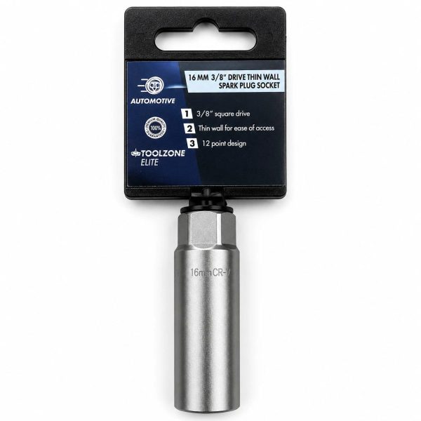Toolzone 16mm Thin Wall Spark Plug Socket 3/8″ Drive