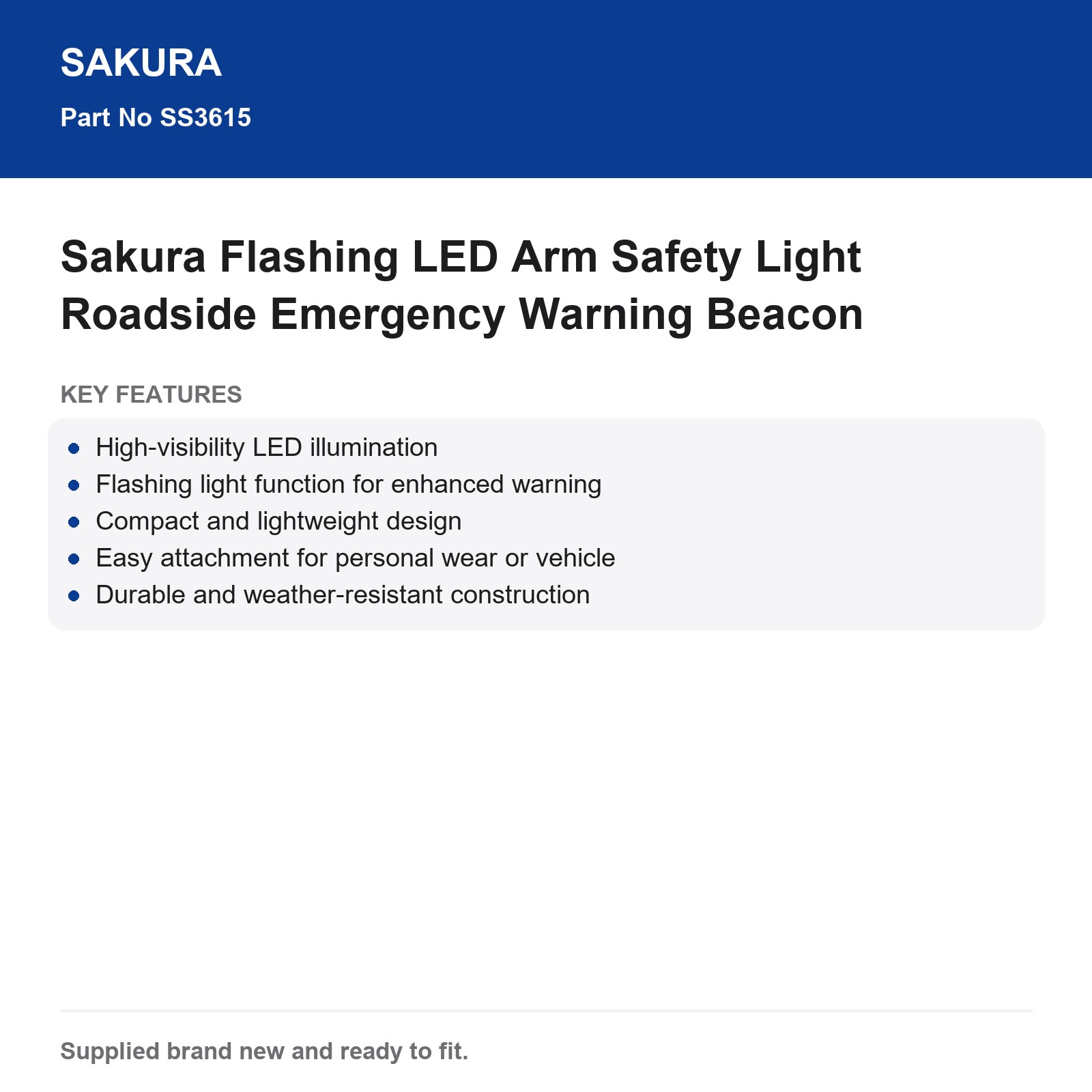 Sakura Flashing LED Emergency Warning Beacon Roadside Safety Light Arm - Image 3