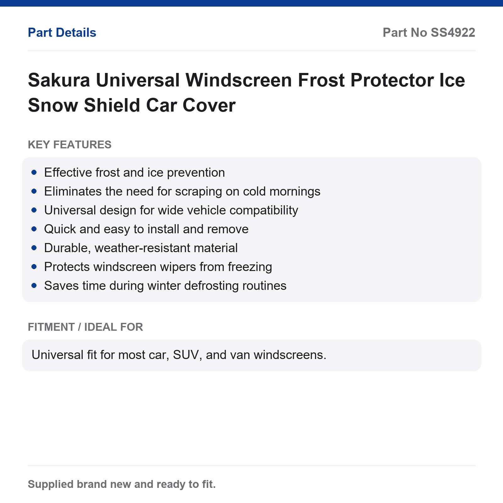 Sakura Universal Windscreen Frost Protector Ice Snow Shield Cover - Image 2