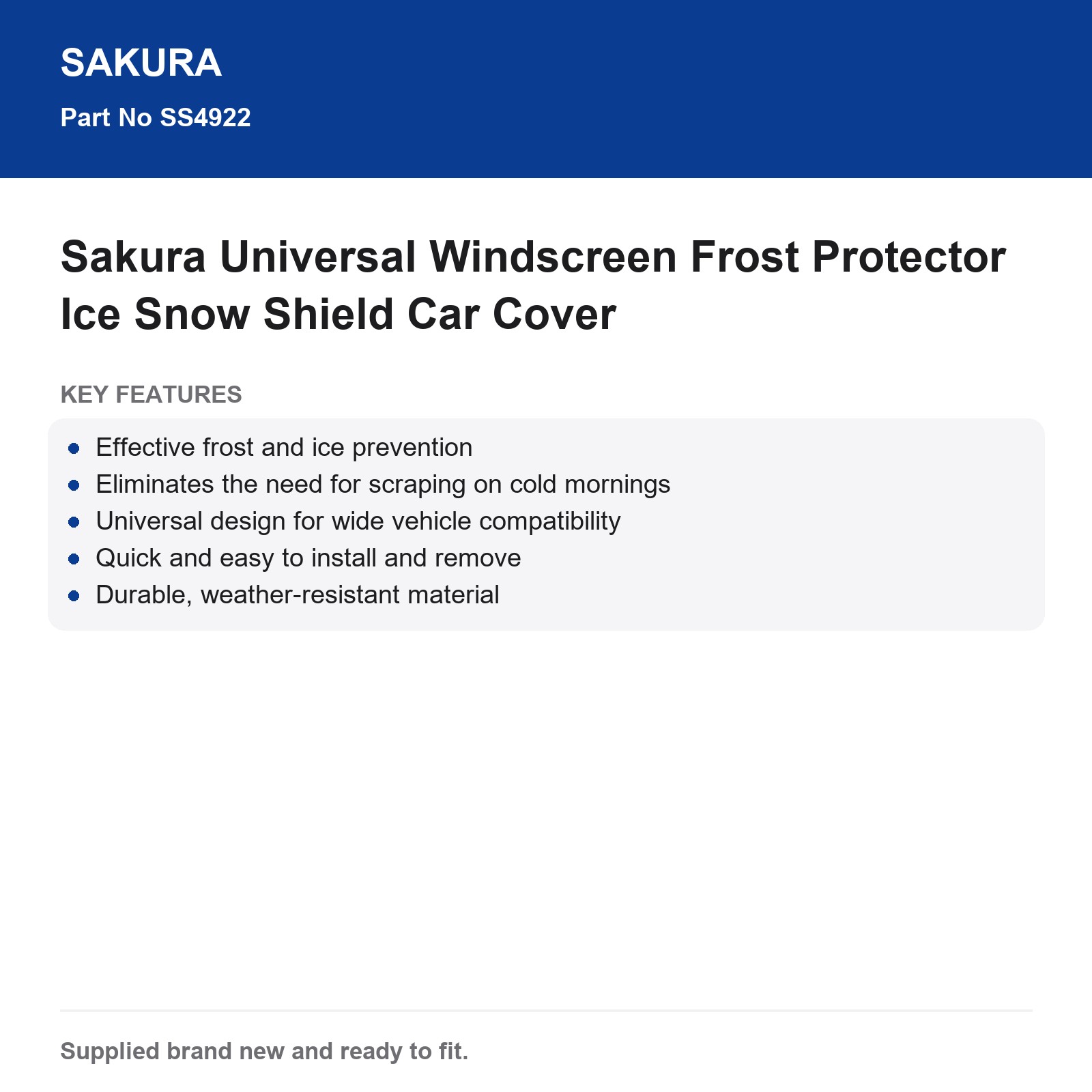 Sakura Universal Windscreen Frost Protector Ice Snow Shield Cover - Image 3