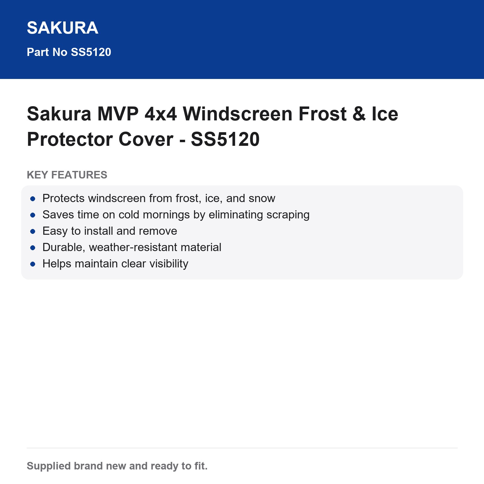 Sakura MVP 4x4 Windscreen Frost Ice Snow Car Cover SS5120 - Image 3