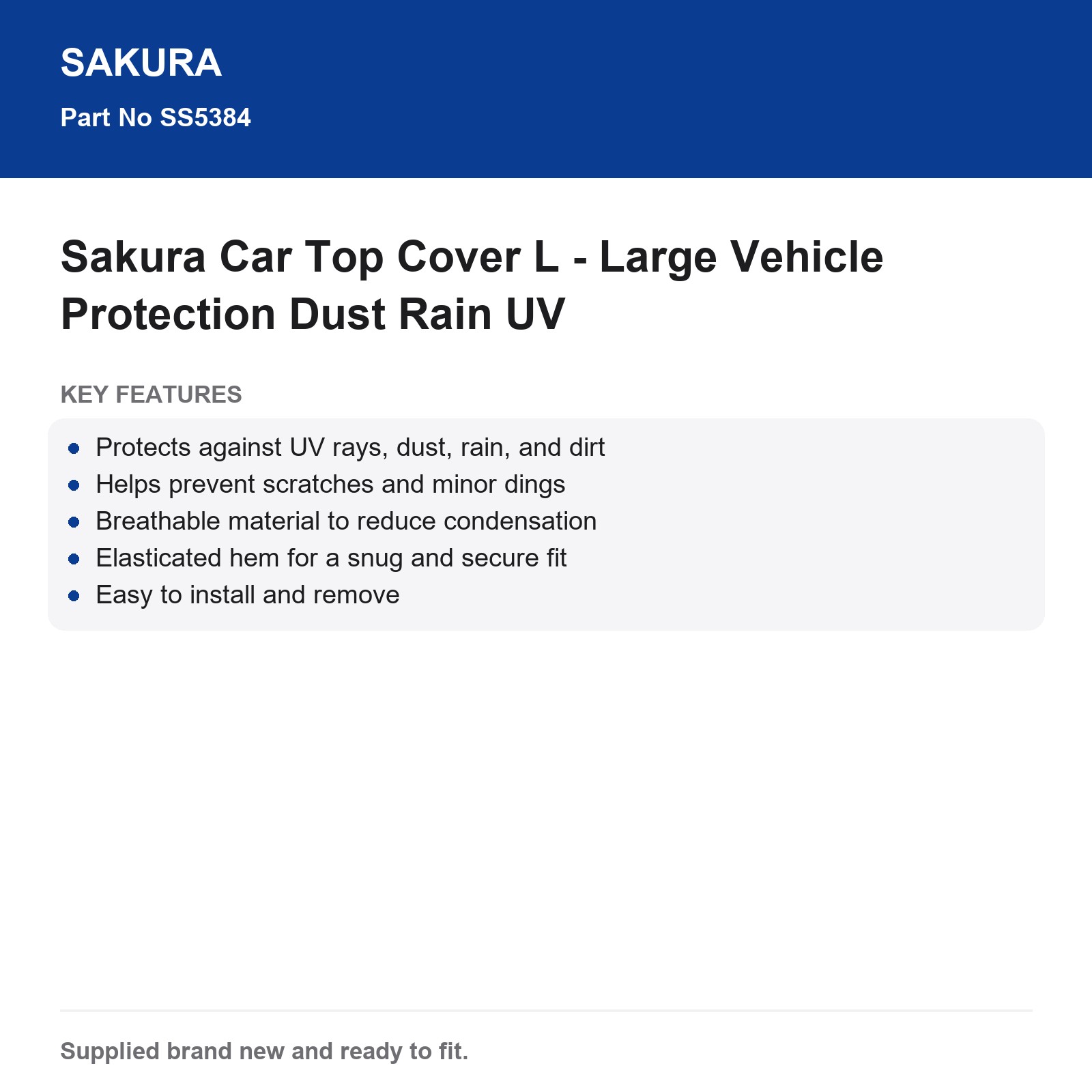 Sakura Car Cover L Large Vehicle UV Rain Dust Protection - Image 3