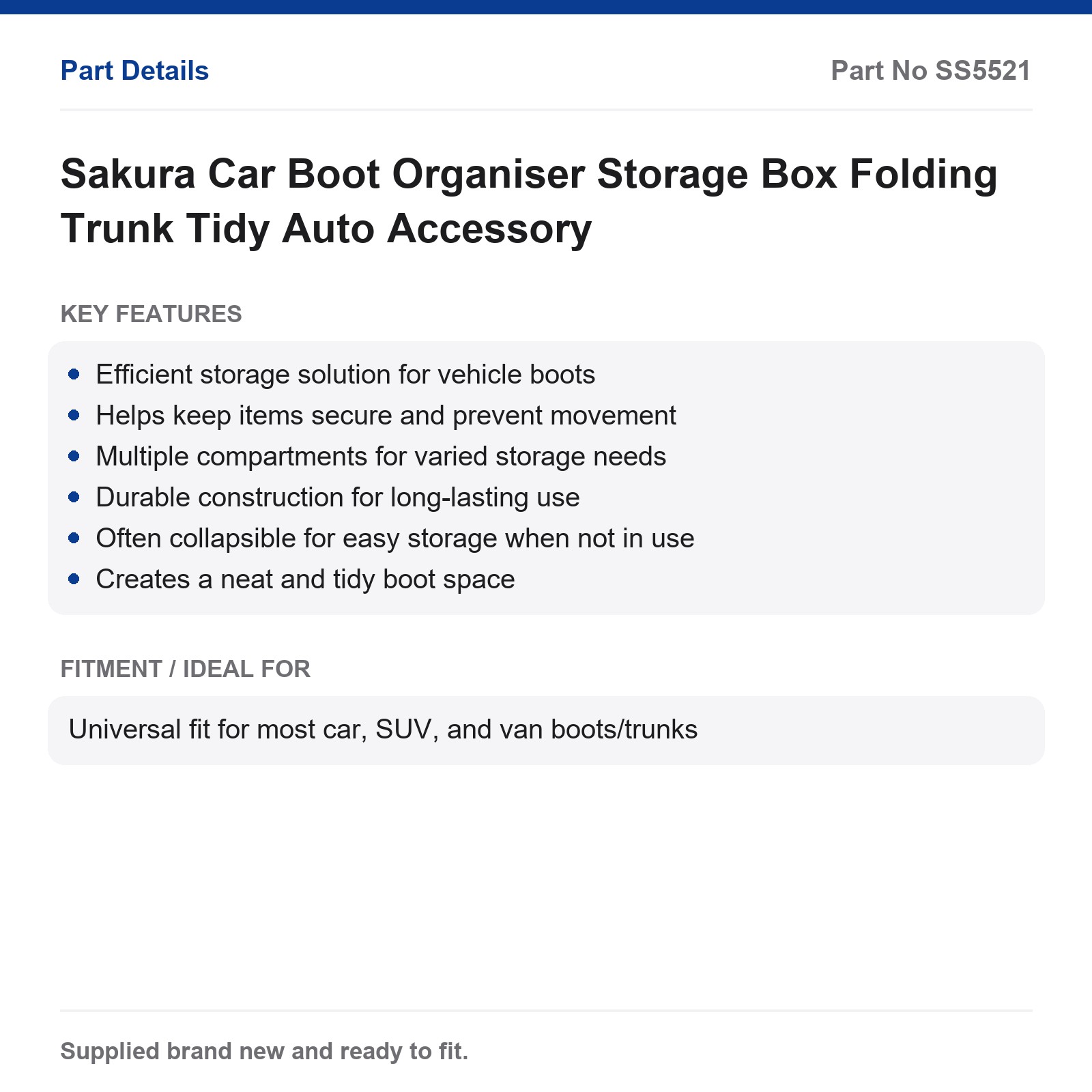 Sakura Car Boot Organiser Storage Box Folding Trunk Tidy Auto Accessory - Image 2