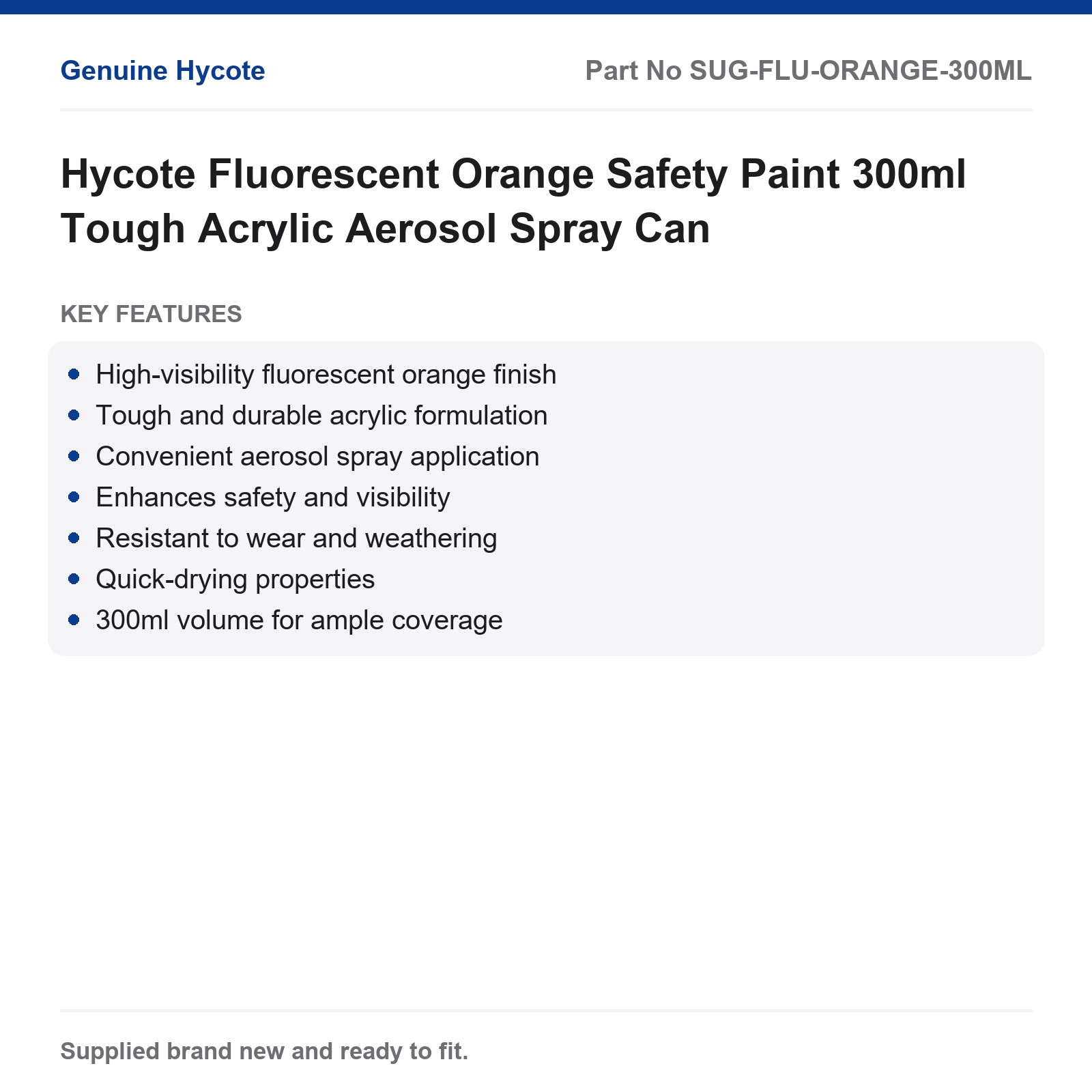 Hycote Fluorescent Orange Safety Acrylic Spray Paint 300ml - Image 2