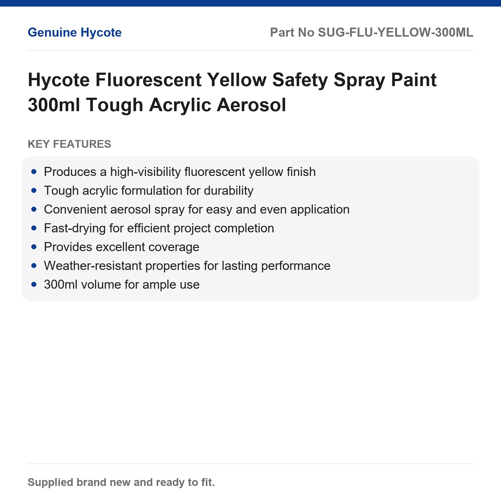 Hycote Fluorescent Yellow Safety Spray Paint 300ml Tough Acrylic Aerosol - Image 2