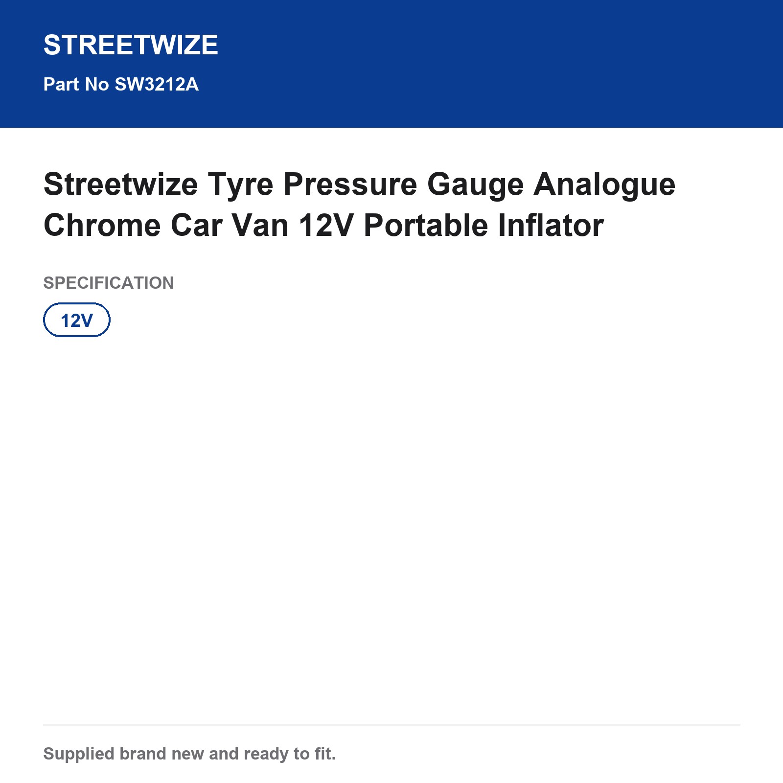 Streetwize Analogue Tyre Pressure Gauge Chrome Car Van Pencil Portable - Image 5