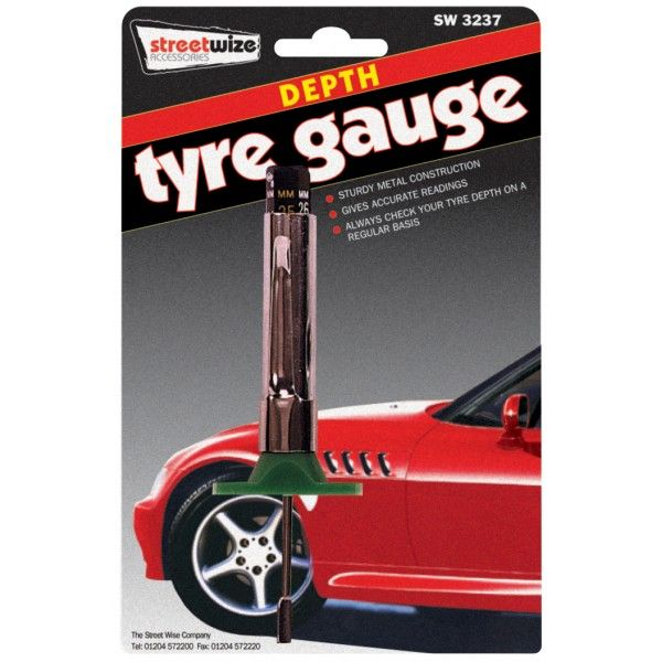 Streetwize SW3237 Tyre Tread Depth Gauge Metric/Imperial 0-25mm