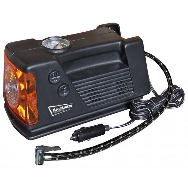 Streetwize Tyre Inflator 12V Compressor Gauge Light 300PSI