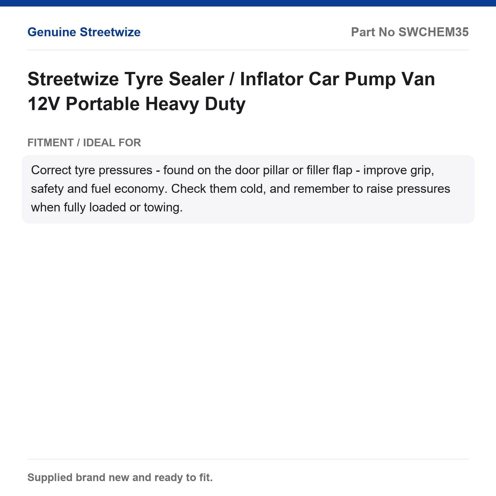 Streetwize 12V Portable Heavy Duty Tyre Inflator Sealer Car Van - Image 4