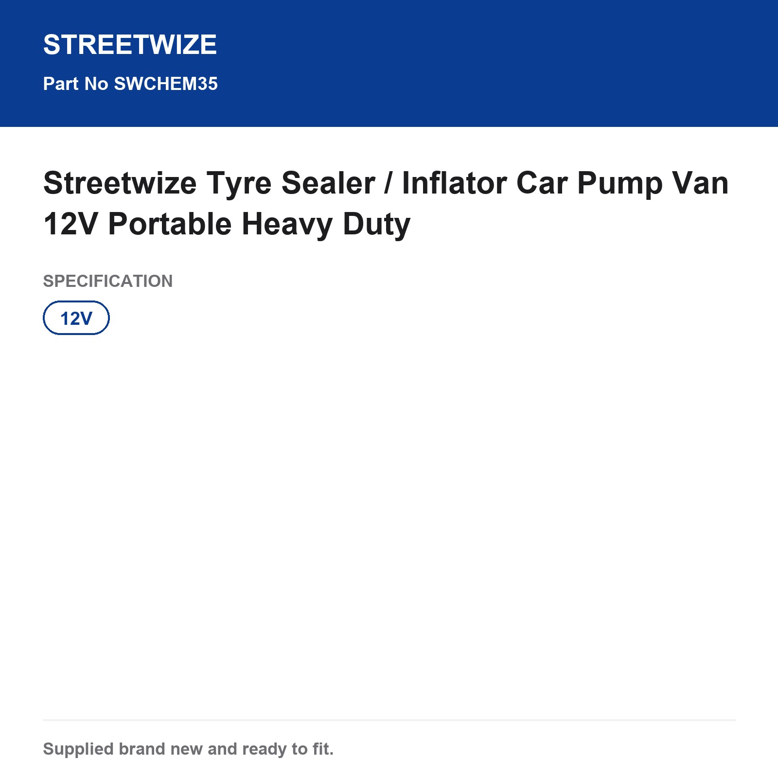 Streetwize 12V Portable Heavy Duty Tyre Inflator Sealer Car Van - Image 5