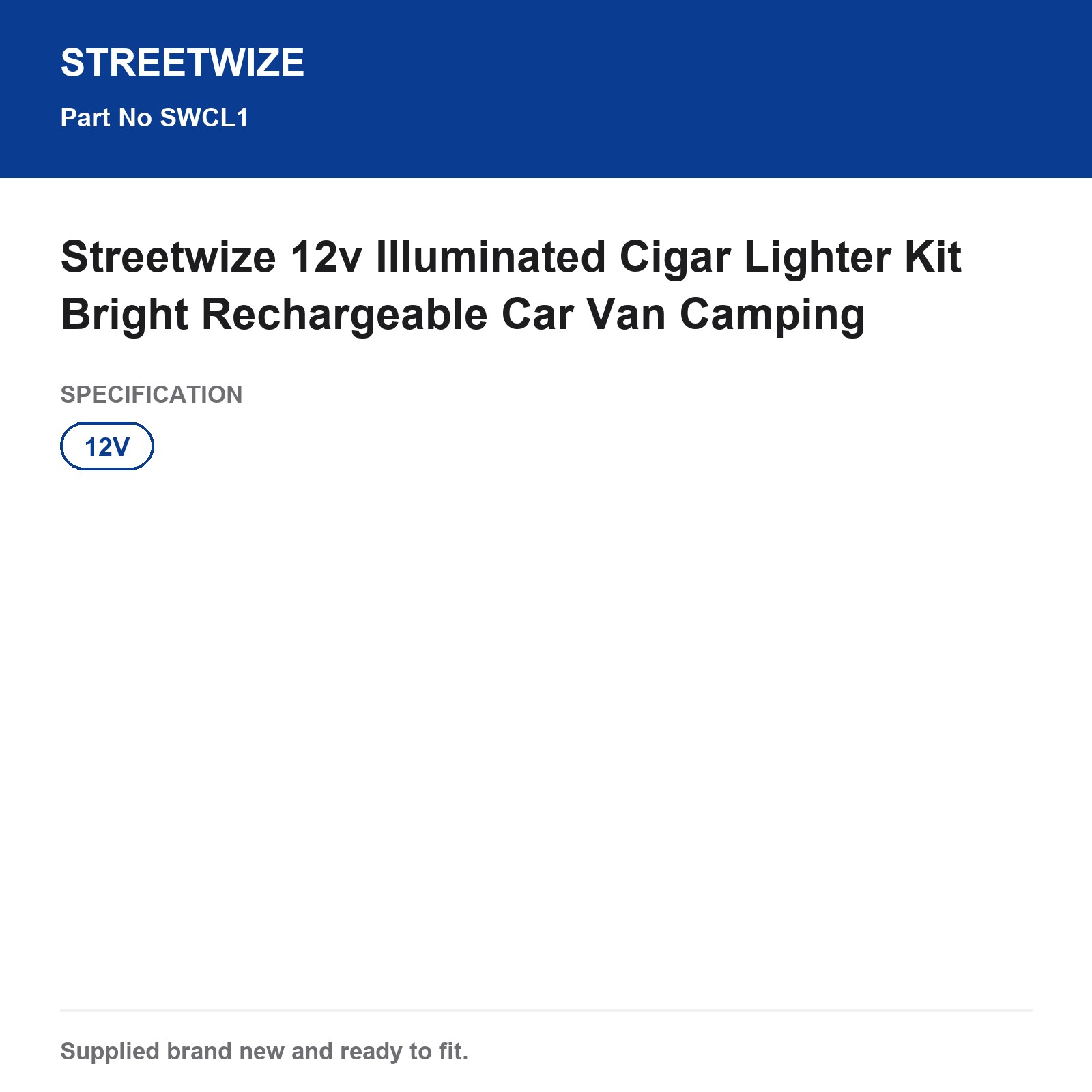 12V Illuminated Cigar Lighter Kit Streetwize Car Van Camping Rechargeable - Image 6