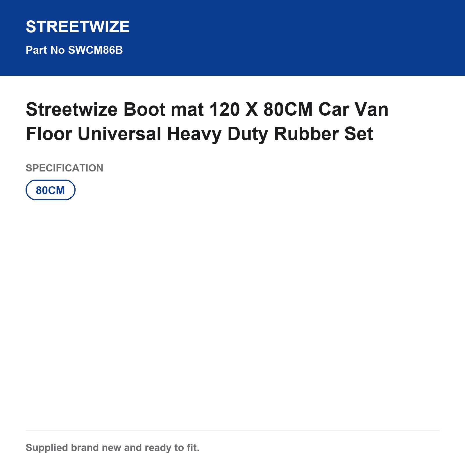 Streetwize Heavy Duty Rubber Boot Mat 120x80cm Car Van Universal Floor - Image 6