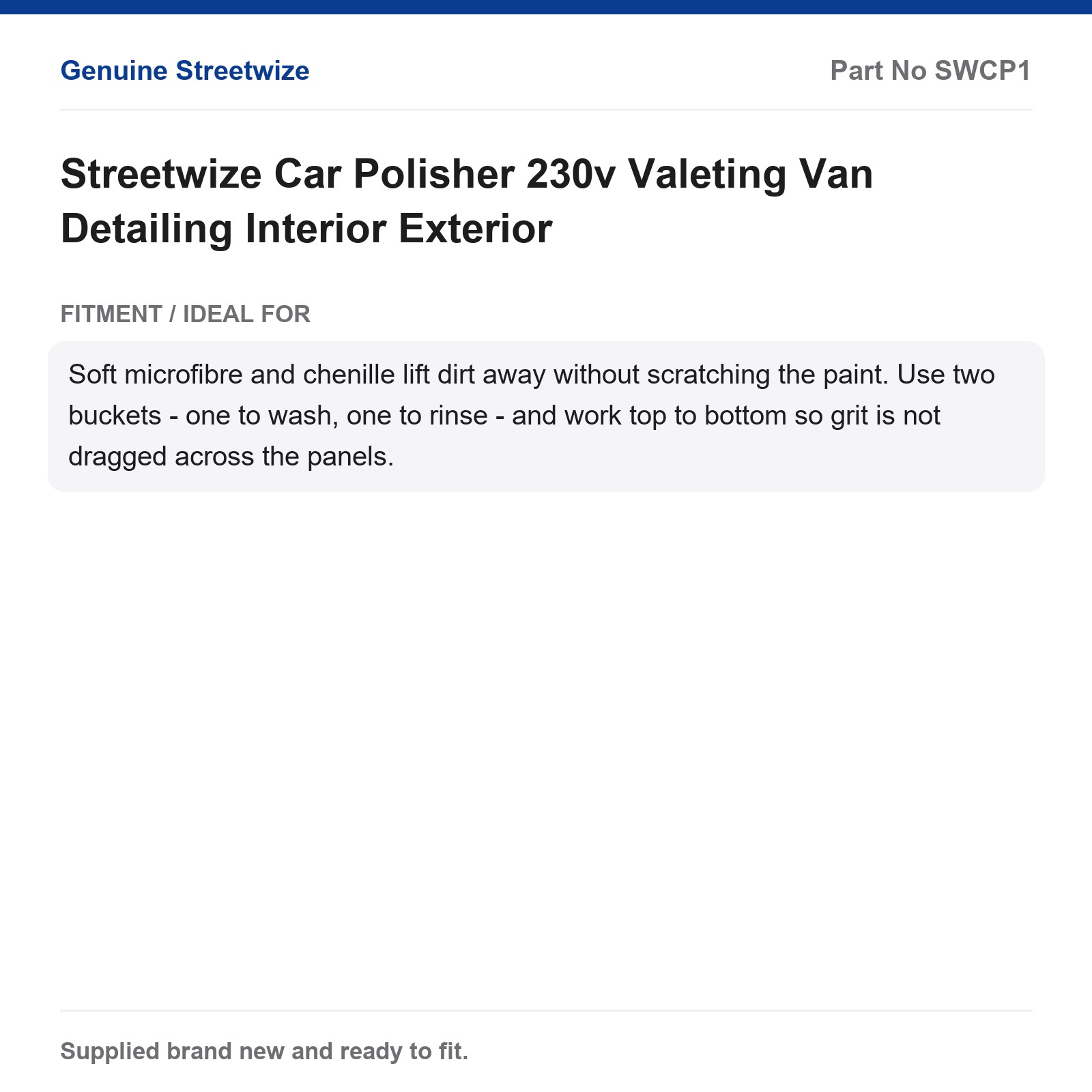 Streetwize 10" Car Polisher 230v Valeting Van Detailing Interior Exterior - Image 5