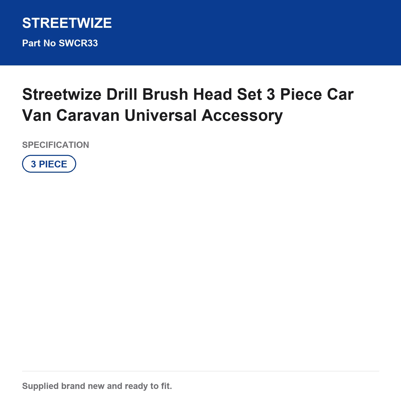 Streetwize 3 Piece Drill Brush Head Set Car Van Caravan Cleaning - Image 6