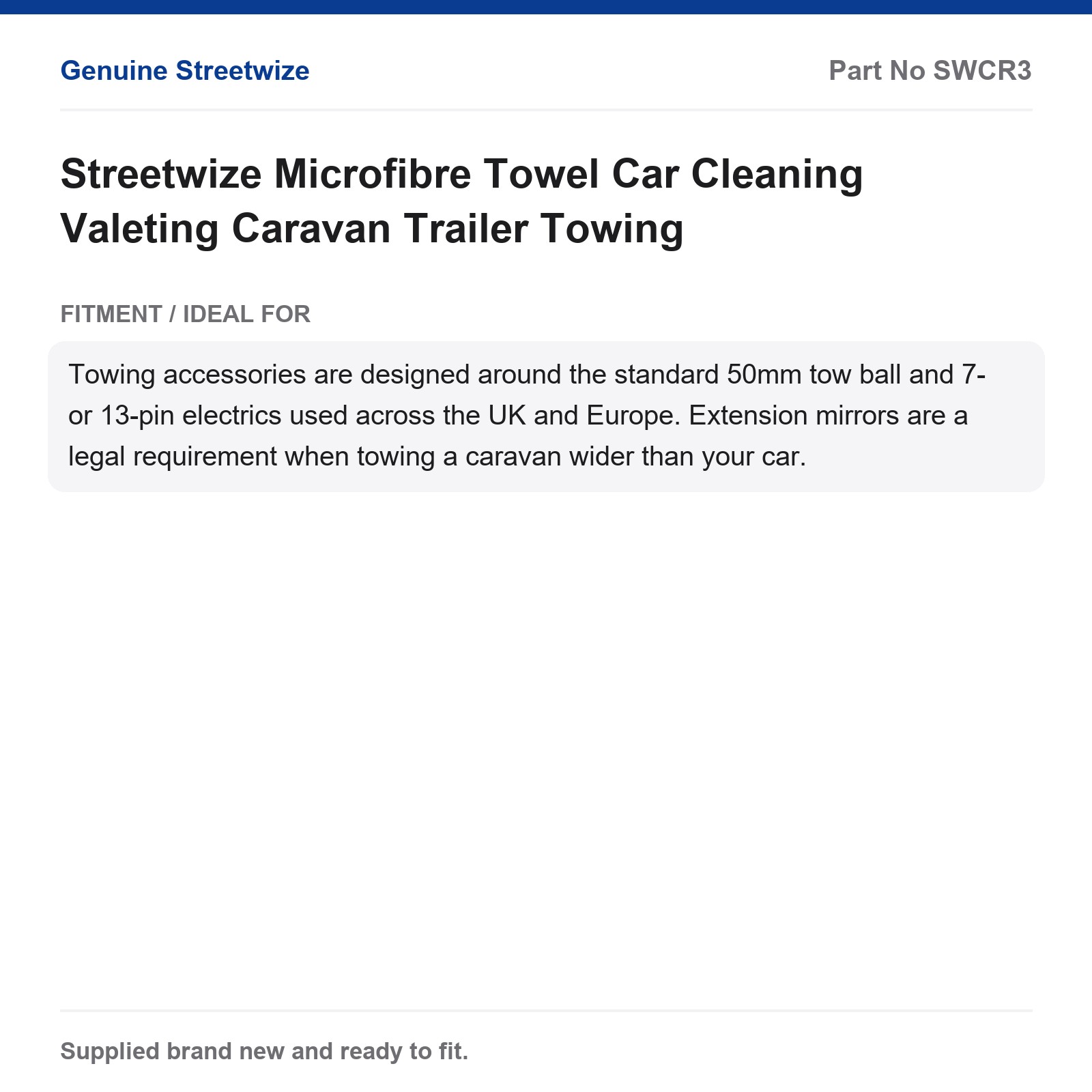 Streetwize Microfibre Towel Car Cleaning Valeting Caravan Trailer - Image 5