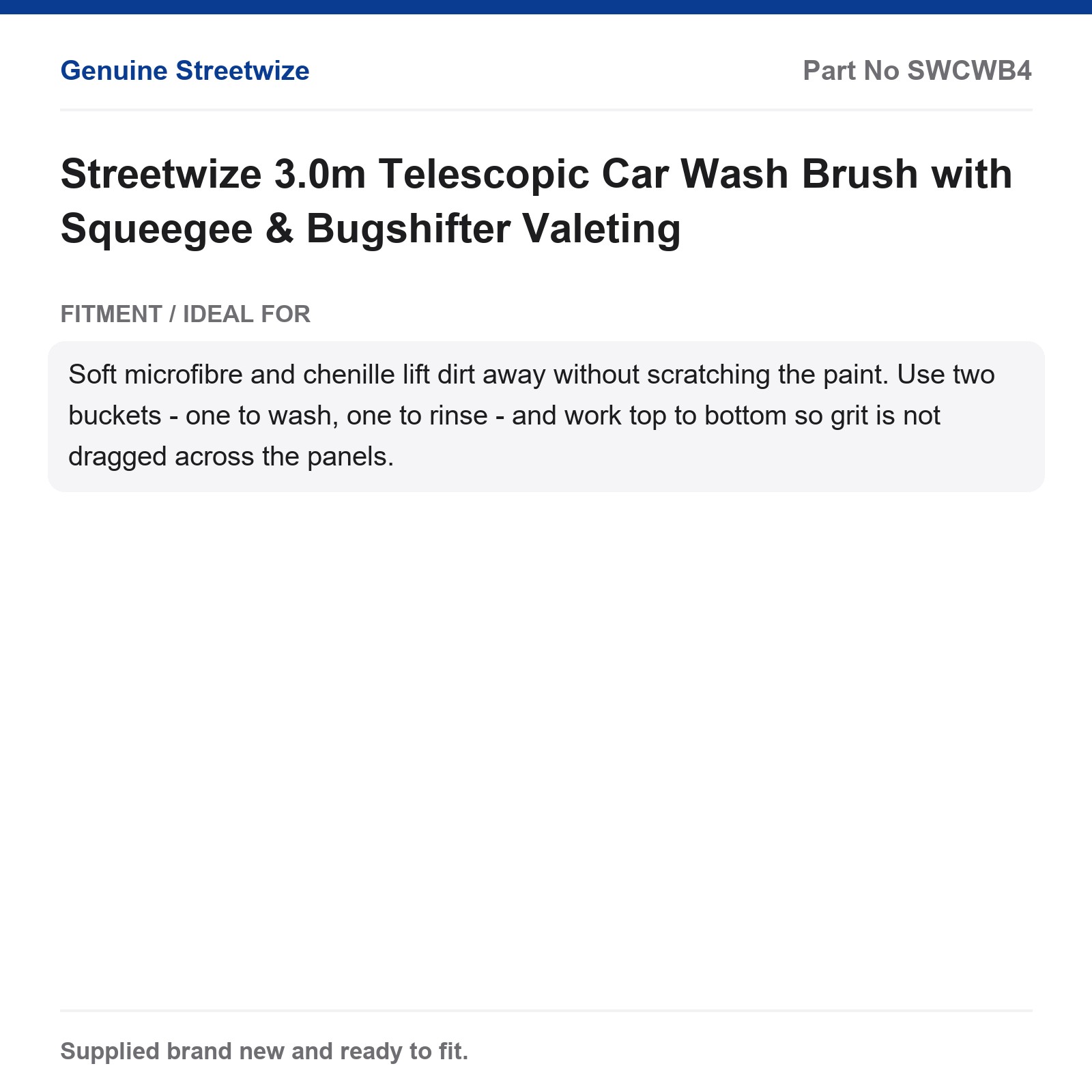 Streetwize 3m Telescopic Car Wash Brush Squeegee Bugshifter - Image 5
