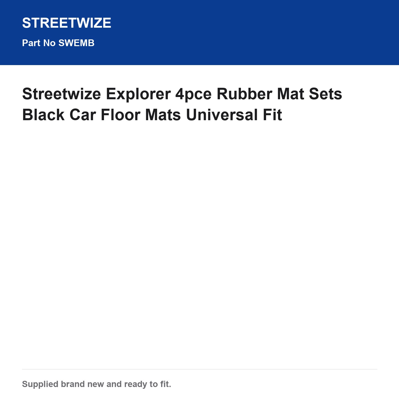 Universal Fit Black Rubber Car Floor Mats 4pce Streetwize Explorer - Image 6