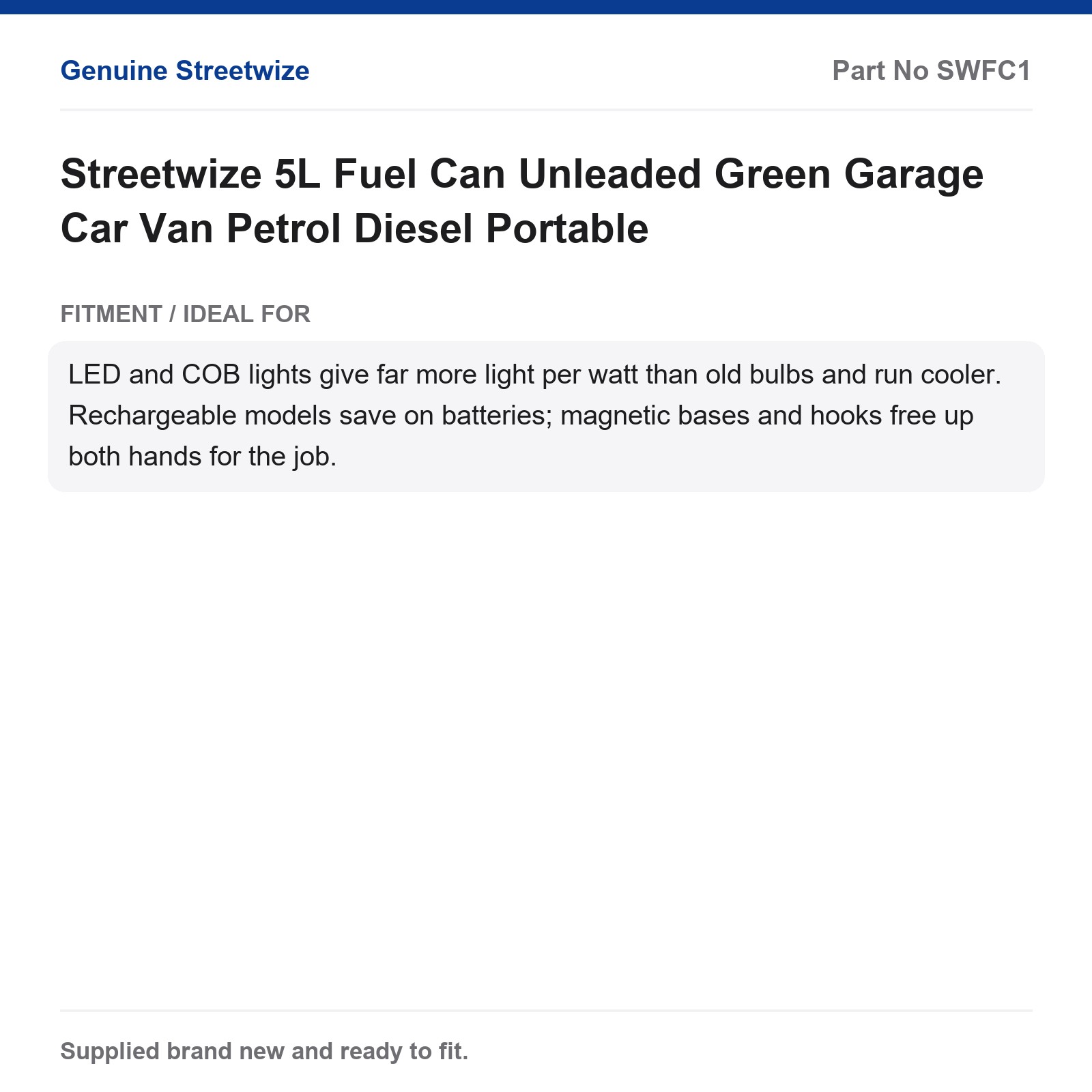 Streetwize 5L Fuel Can Unleaded Petrol Diesel Portable Green - Image 2