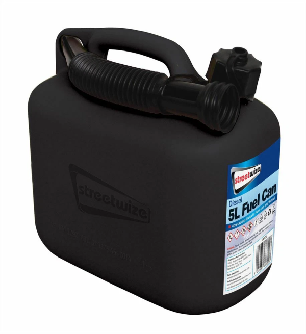 Streetwize 5L Diesel Fuel Can Portable Black Car Van Garage
