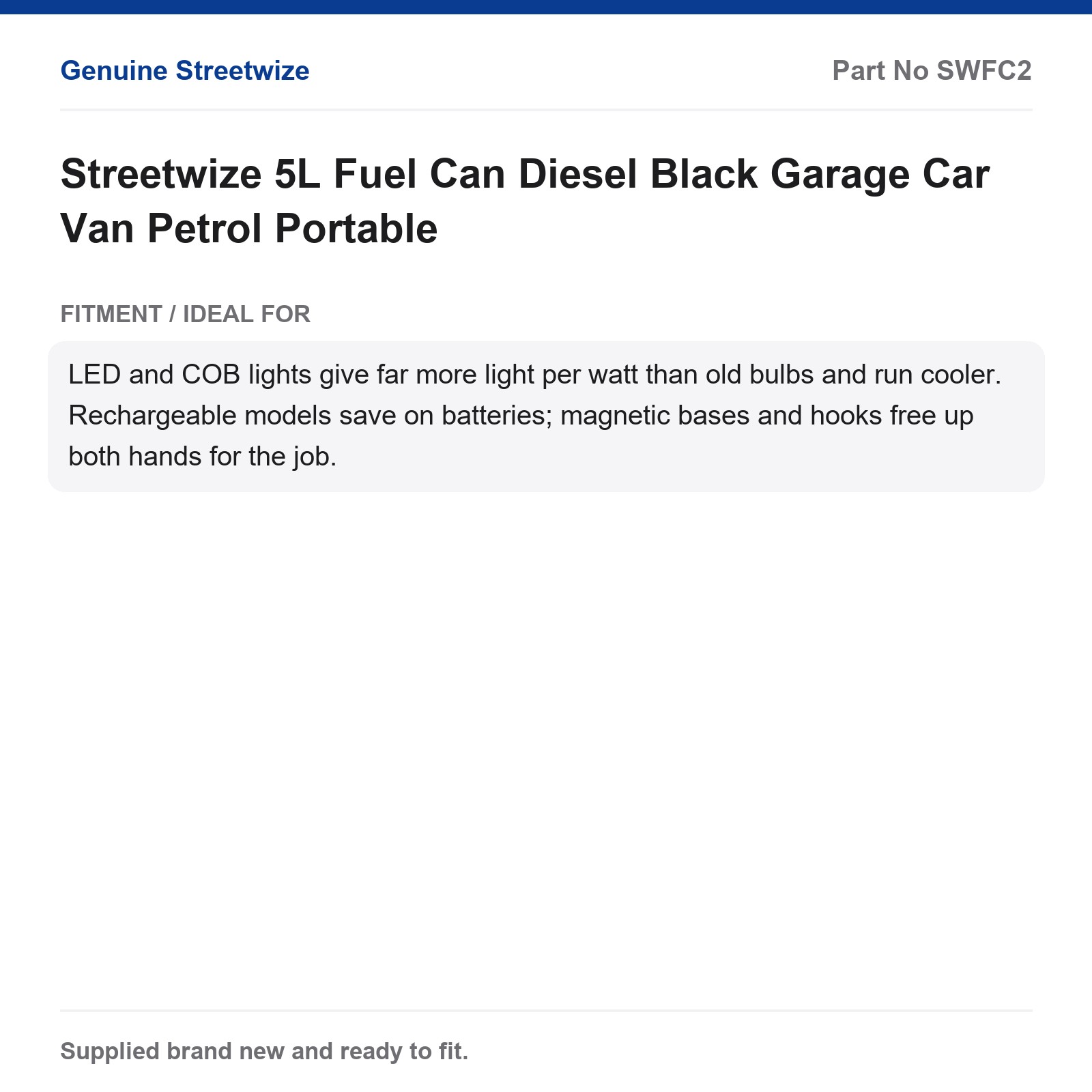 Streetwize 5L Diesel Fuel Can Portable Black Car Van Garage - Image 2
