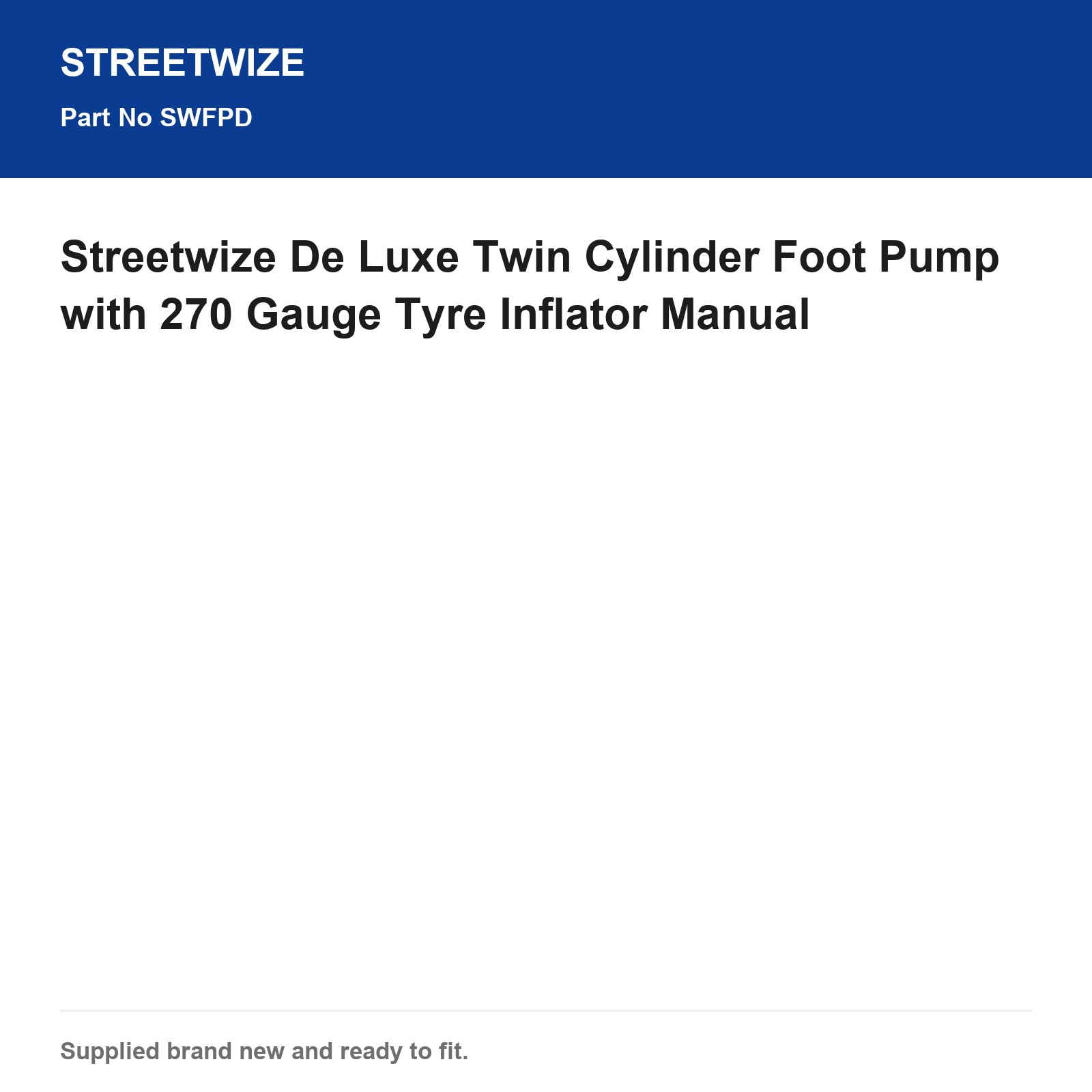 Streetwize De Luxe Twin Cylinder Foot Pump Tyre Inflator Analogue Gauge - Image 6