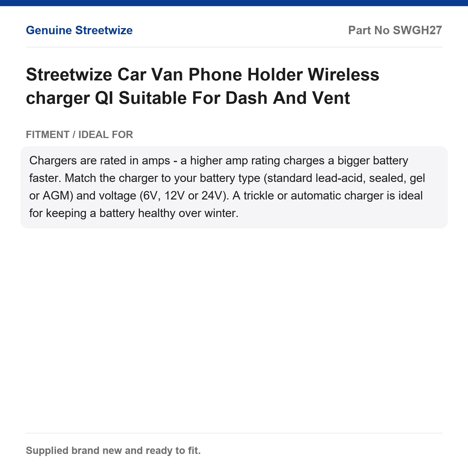 Streetwize Car Van Phone Holder Wireless Charger QI Dash Vent Mount - Image 5