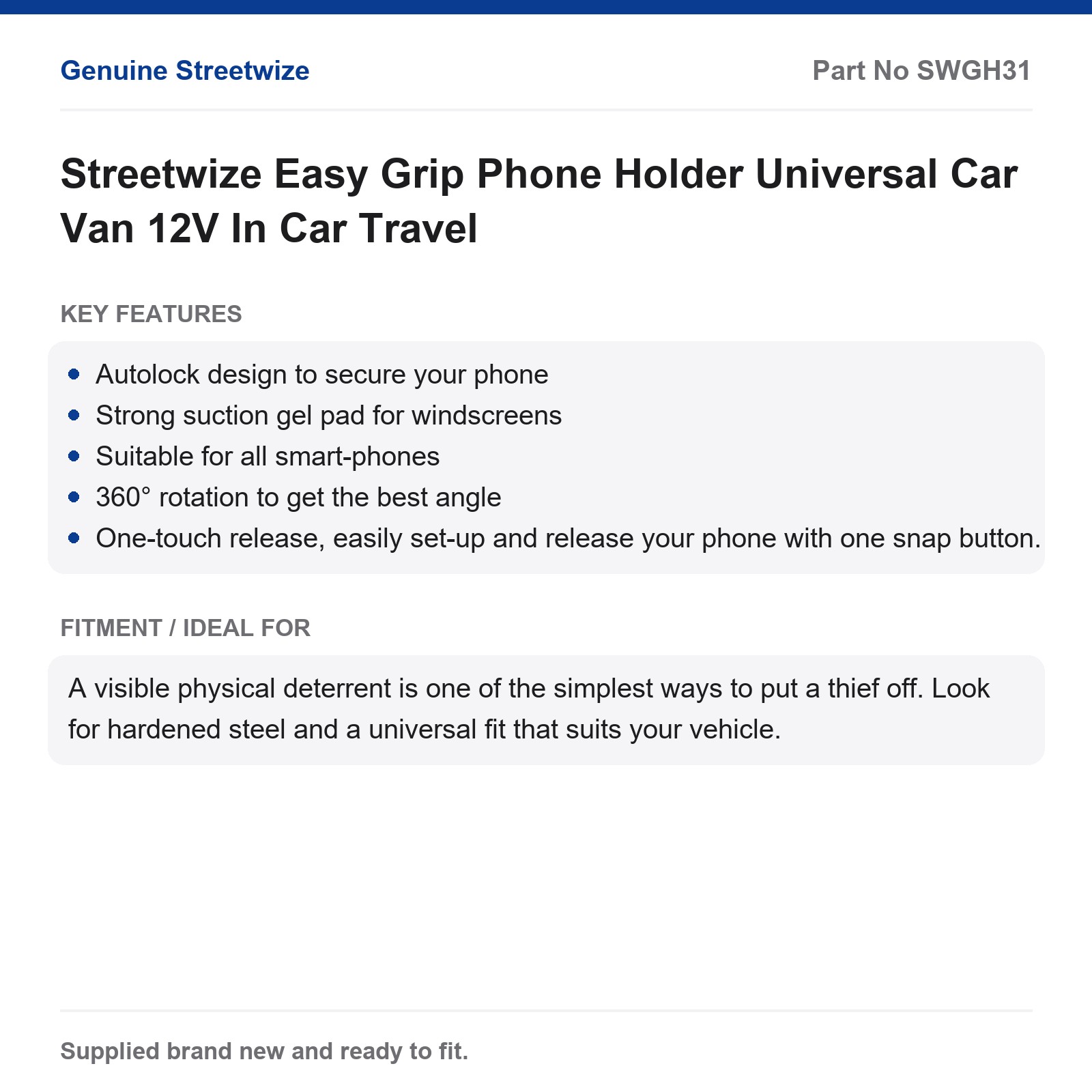Streetwize Universal Car Phone Holder Easy Grip Van Windscreen - Image 5