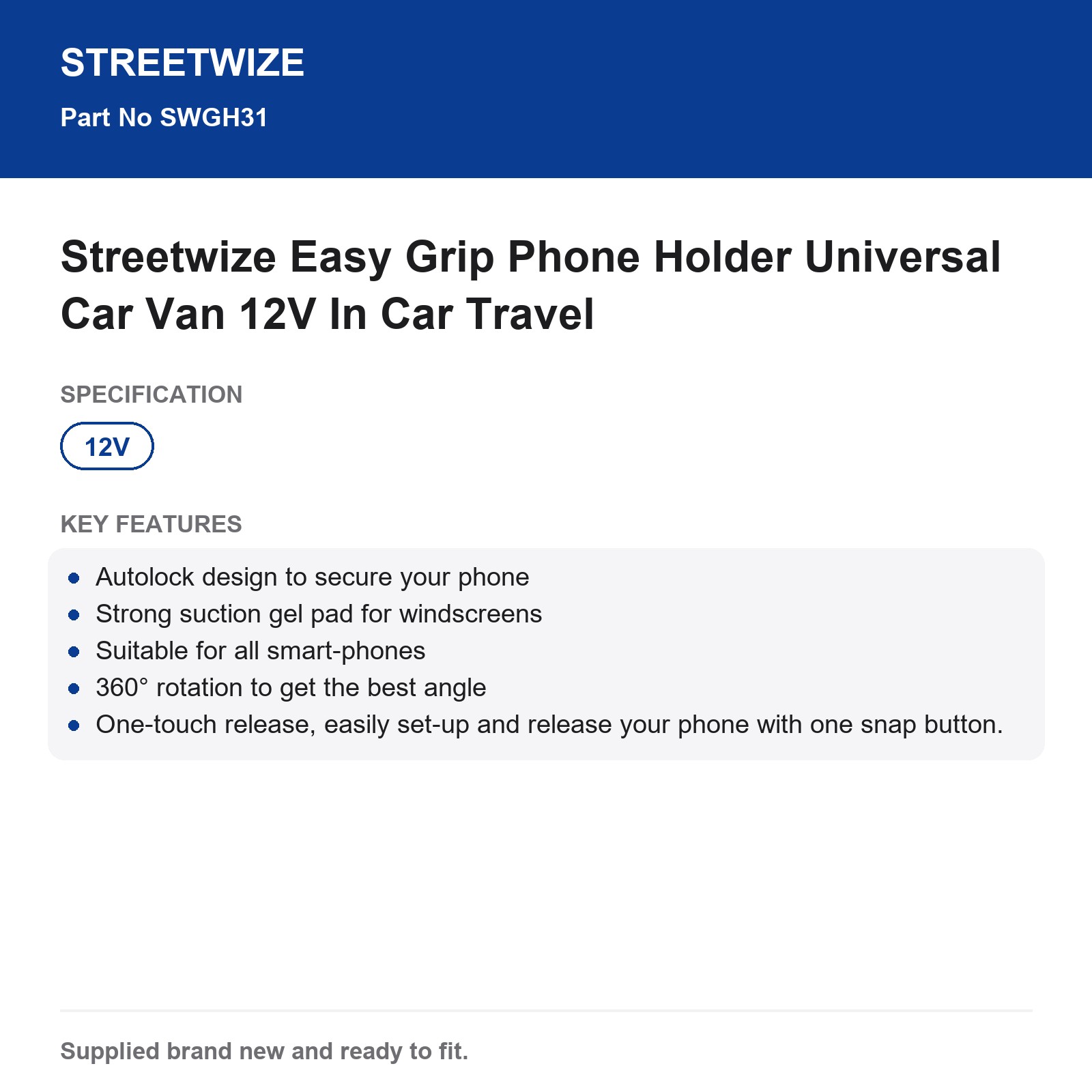 Streetwize Universal Car Phone Holder Easy Grip Van Windscreen - Image 6