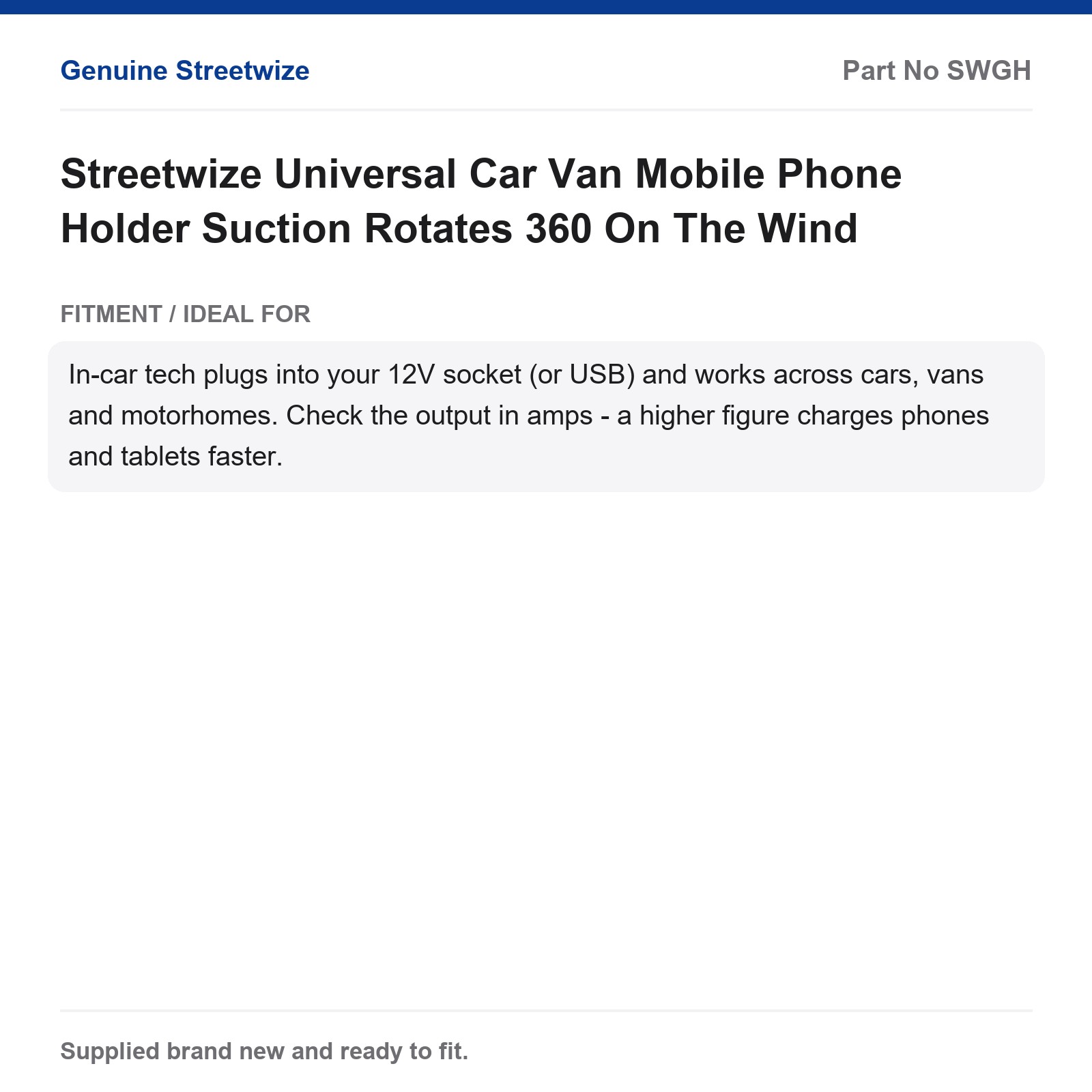 Streetwize Universal Car Van Mobile Phone Holder Suction Mount 360 Rotation - Image 5