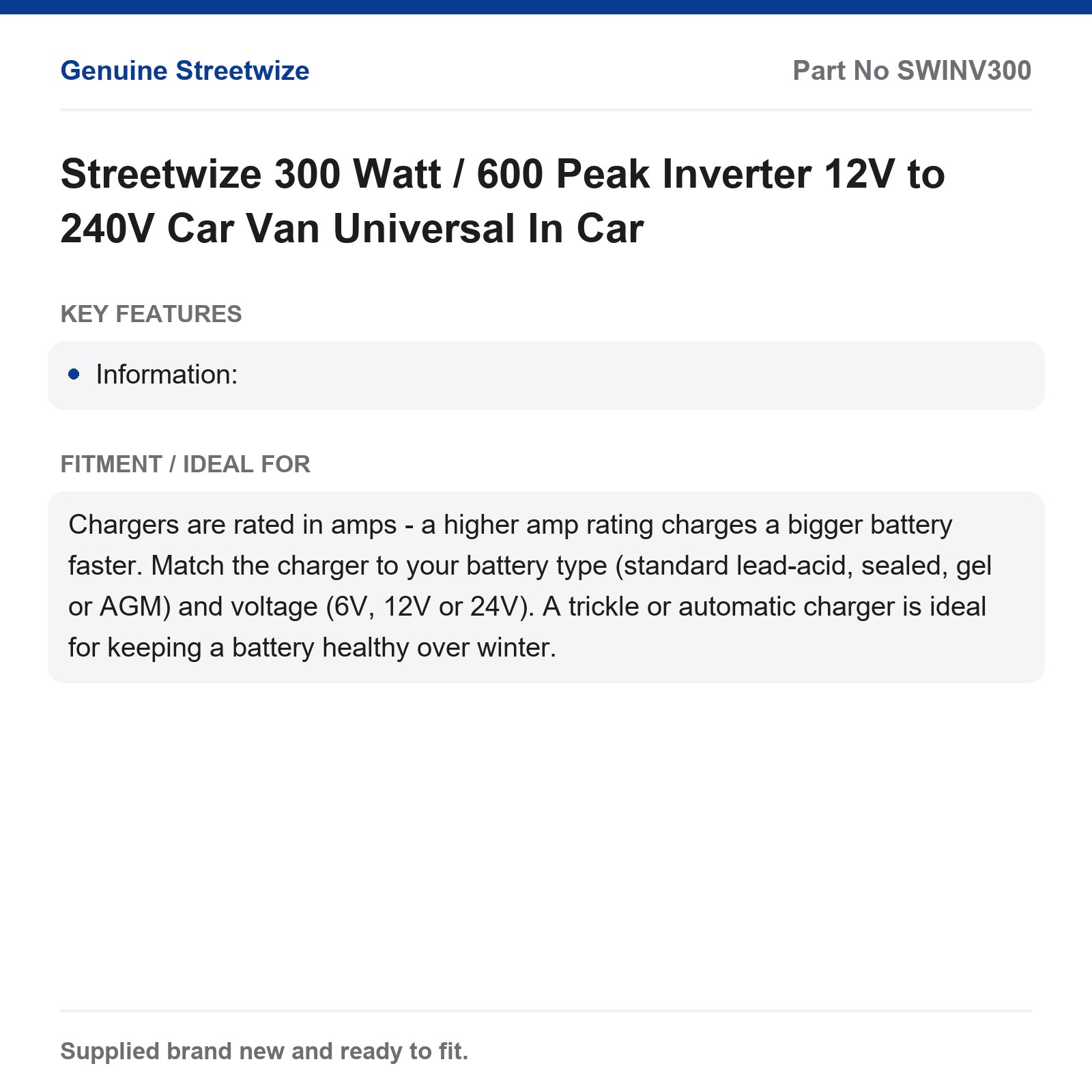 Streetwize 300W 600W Peak Power Inverter 12V 240V Car Van - Image 4