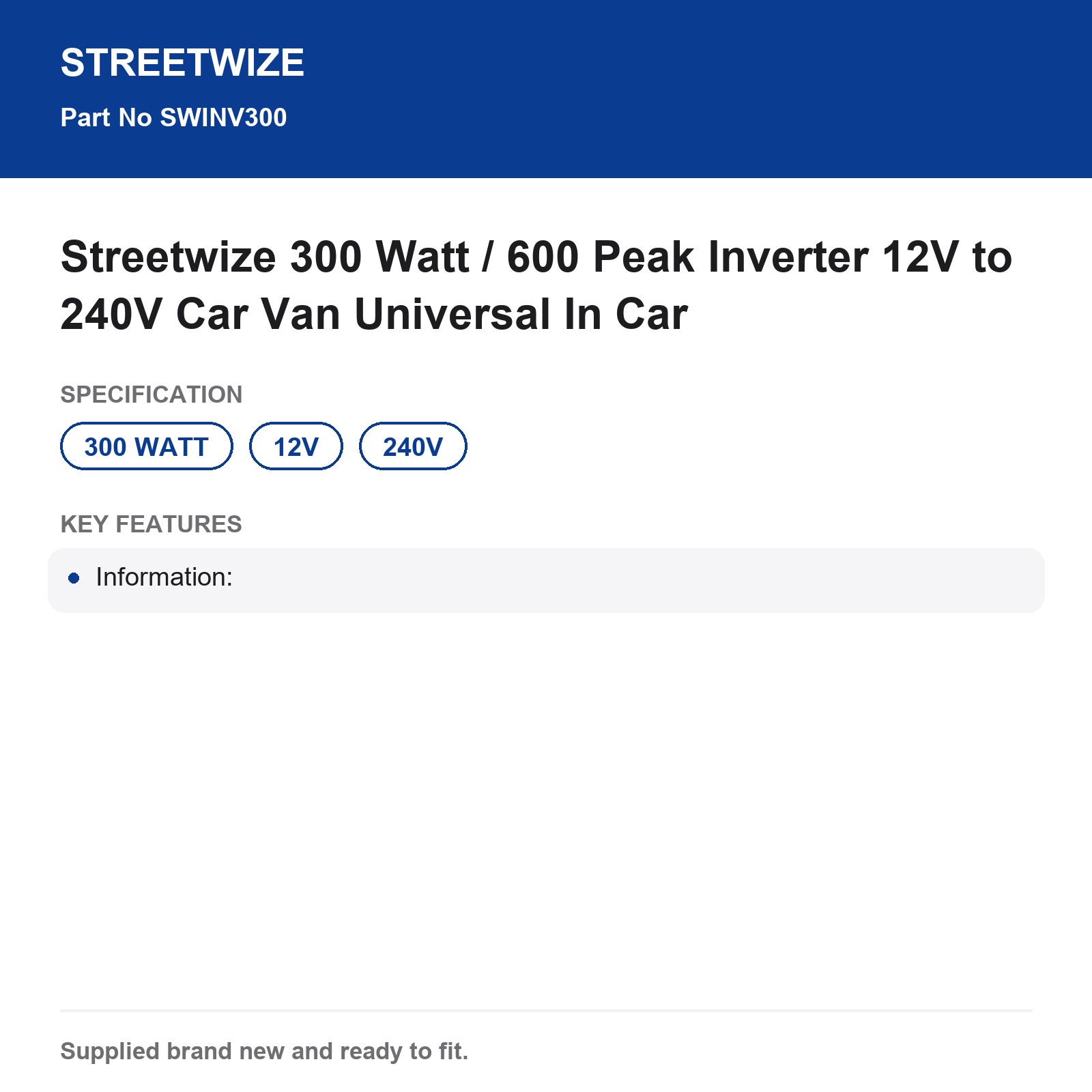 Streetwize 300W 600W Peak Power Inverter 12V 240V Car Van - Image 5