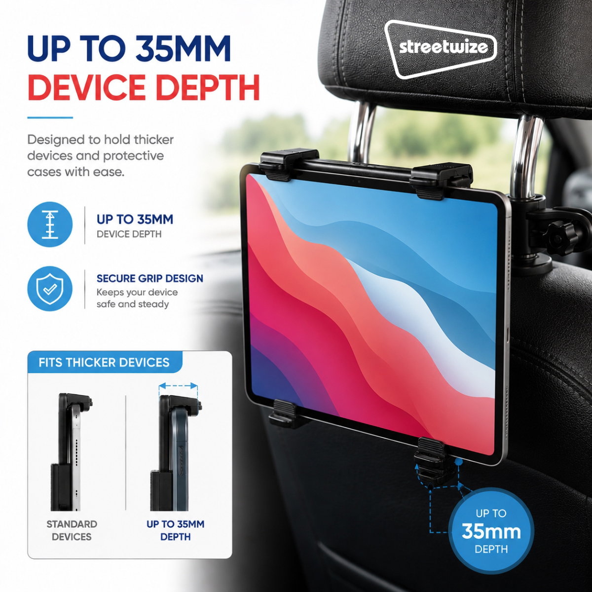 Streetwize Universal Car Tablet Holder Headrest Mount - Image 3