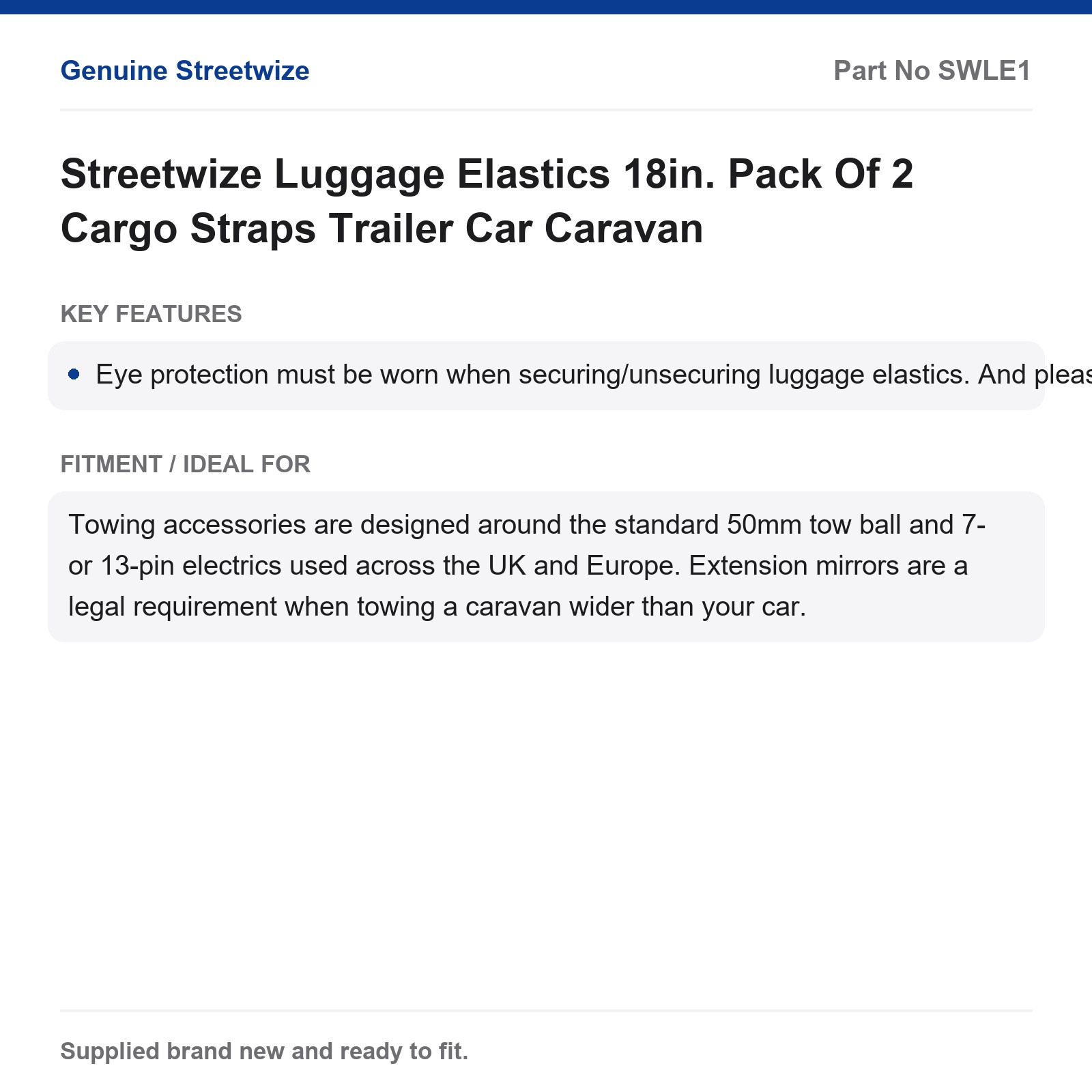 Streetwize Luggage Elastics 18in. Pack Of 2 Cargo Straps Trailer Car Caravan - Image 4