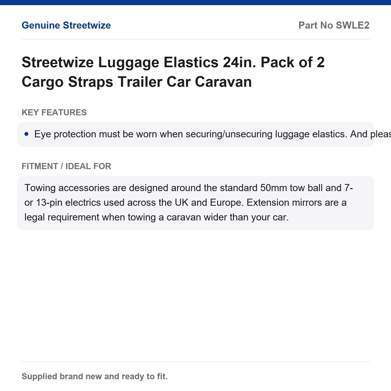 Streetwize Luggage Elastics 24in. Pack of 2 Cargo Straps Trailer Car Caravan - Image 5