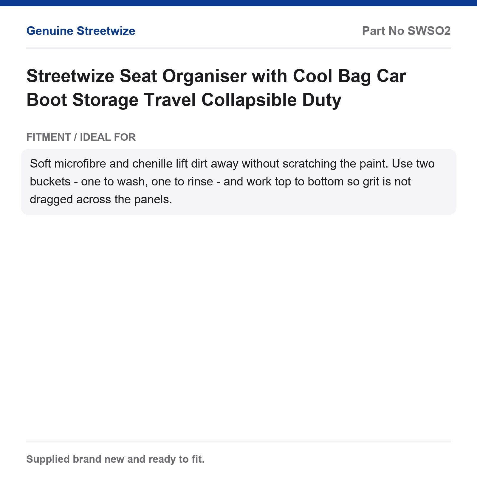 Streetwize Car Seat Organiser Cool Bag Travel Collapsible Tissue Dispenser - Image 5