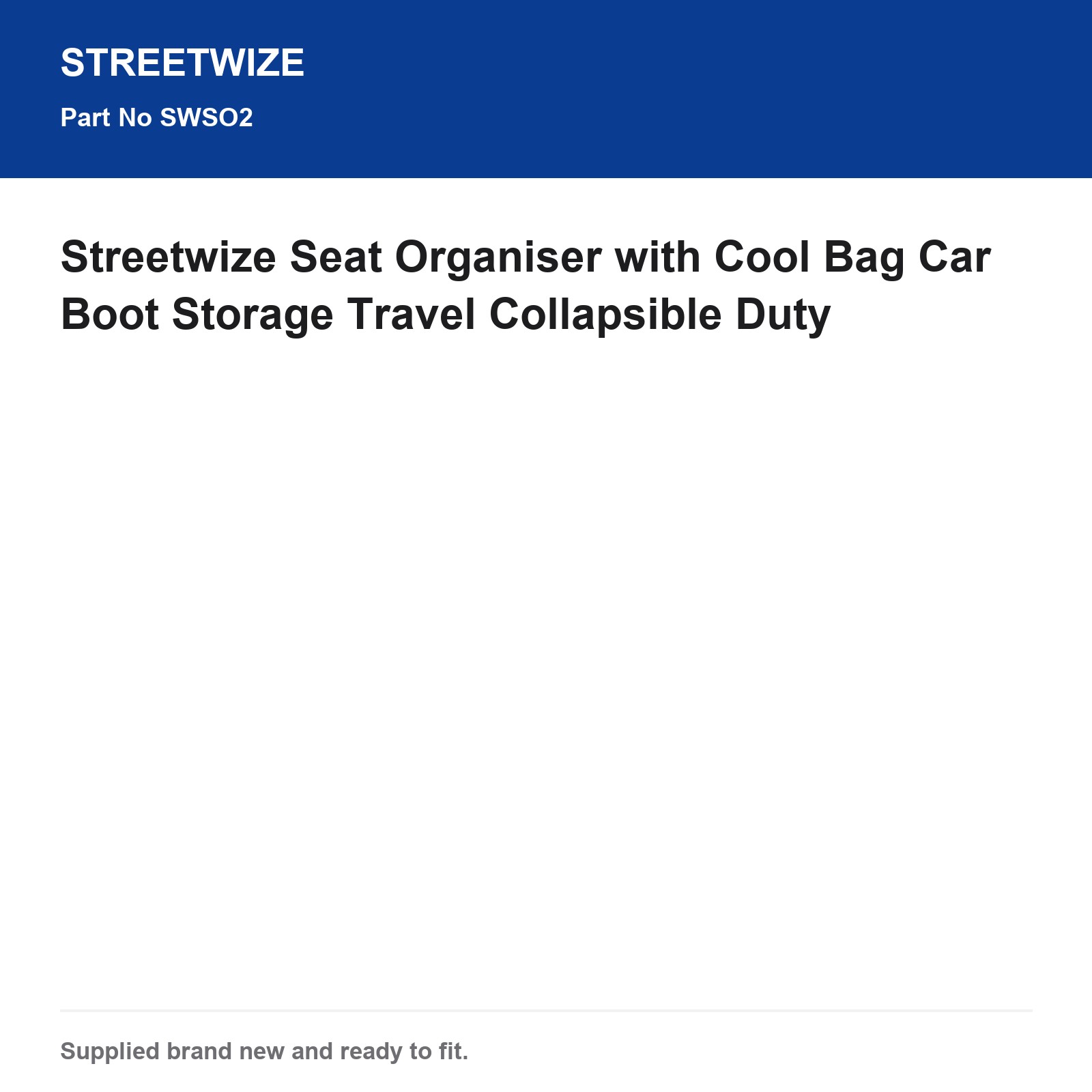 Streetwize Car Seat Organiser Cool Bag Travel Collapsible Tissue Dispenser - Image 6