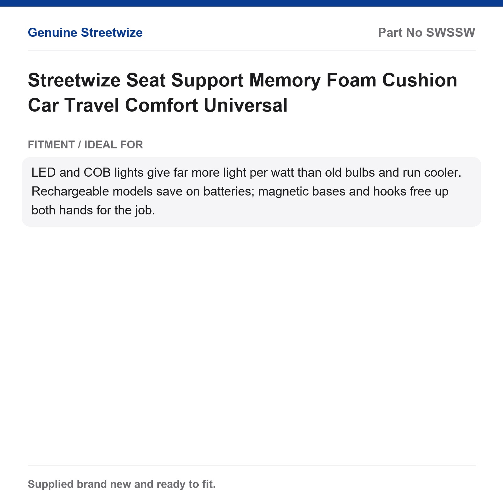 Streetwize Memory Foam Car Seat Support Cushion Universal Travel - Image 4