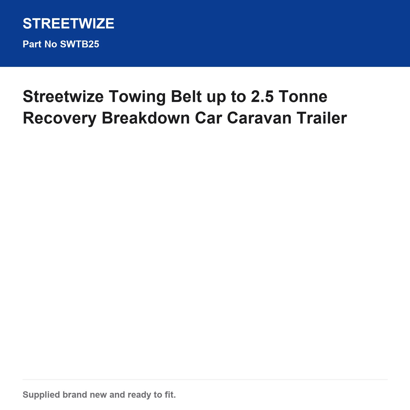 Streetwize 2.5 Tonne Towing Belt Car Caravan Recovery Trailer - Image 6