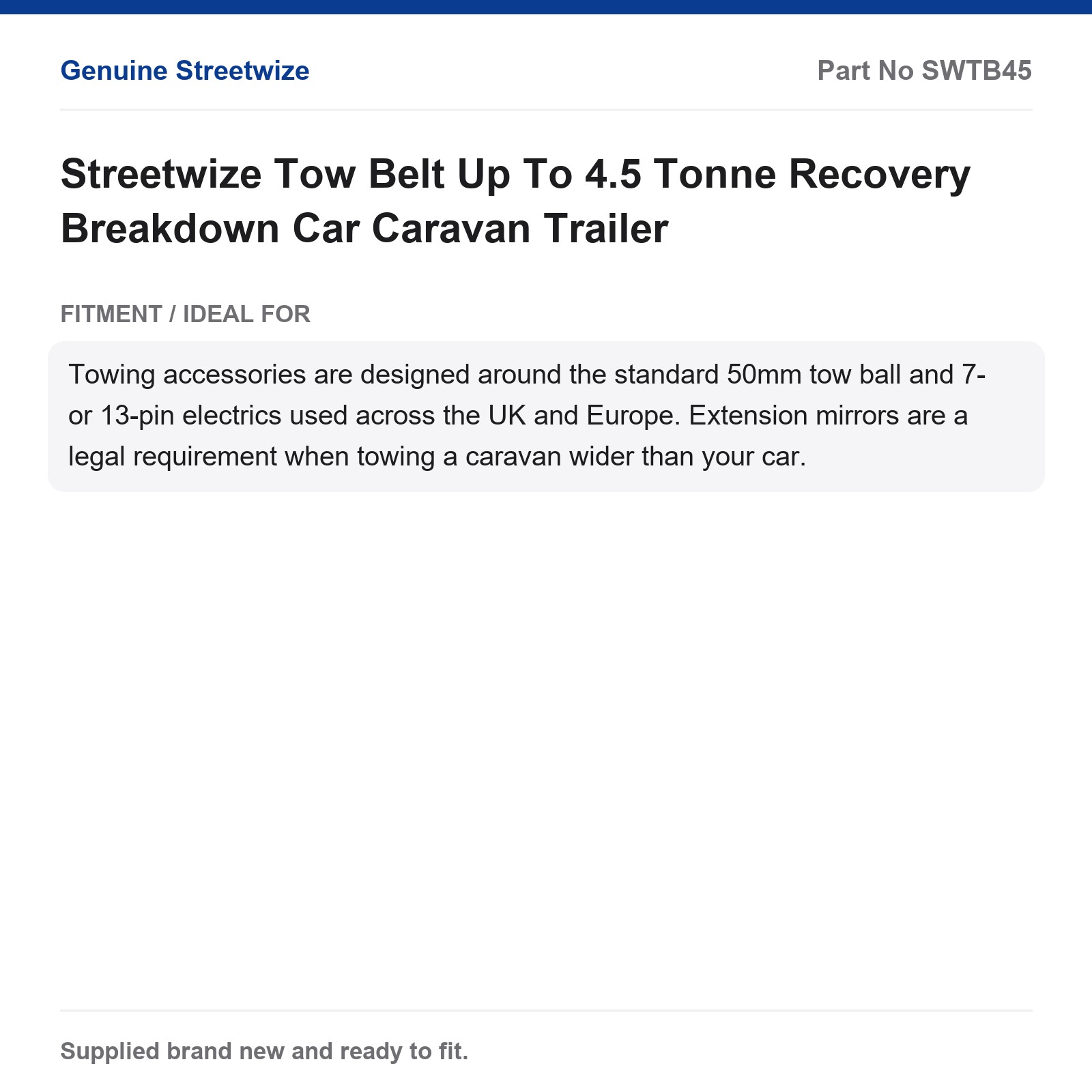 4.5 Tonne Tow Strap Recovery Car Van 4x4 Breakdown Streetwize - Image 5