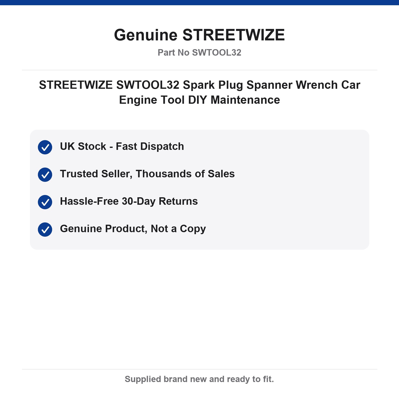 STREETWIZE SWTOOL32 Spark Plug Wrench Spanner Car Engine DIY Maintenance - Image 4