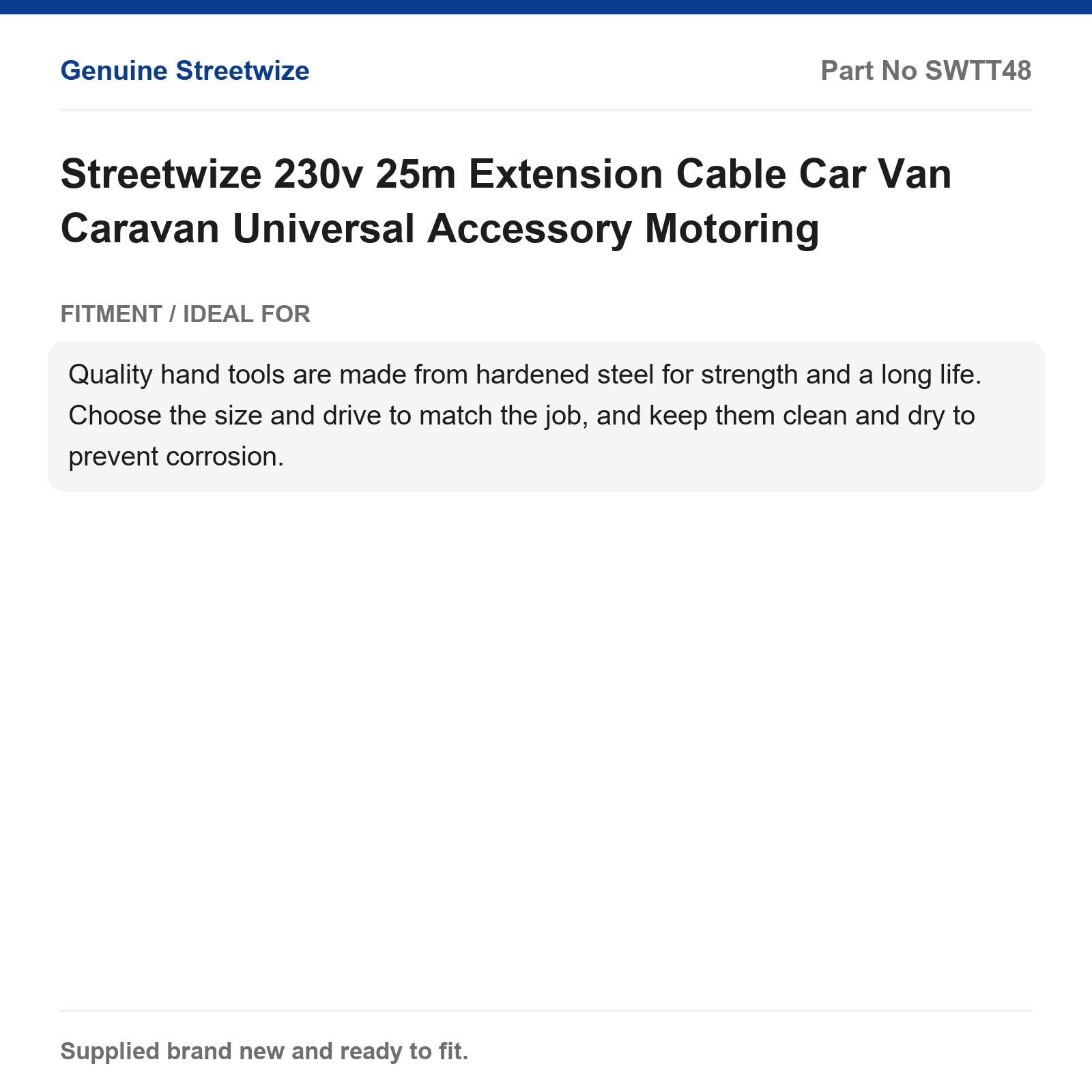 Streetwize 25m 230v Extension Cable Universal Car Van Caravan - Image 5