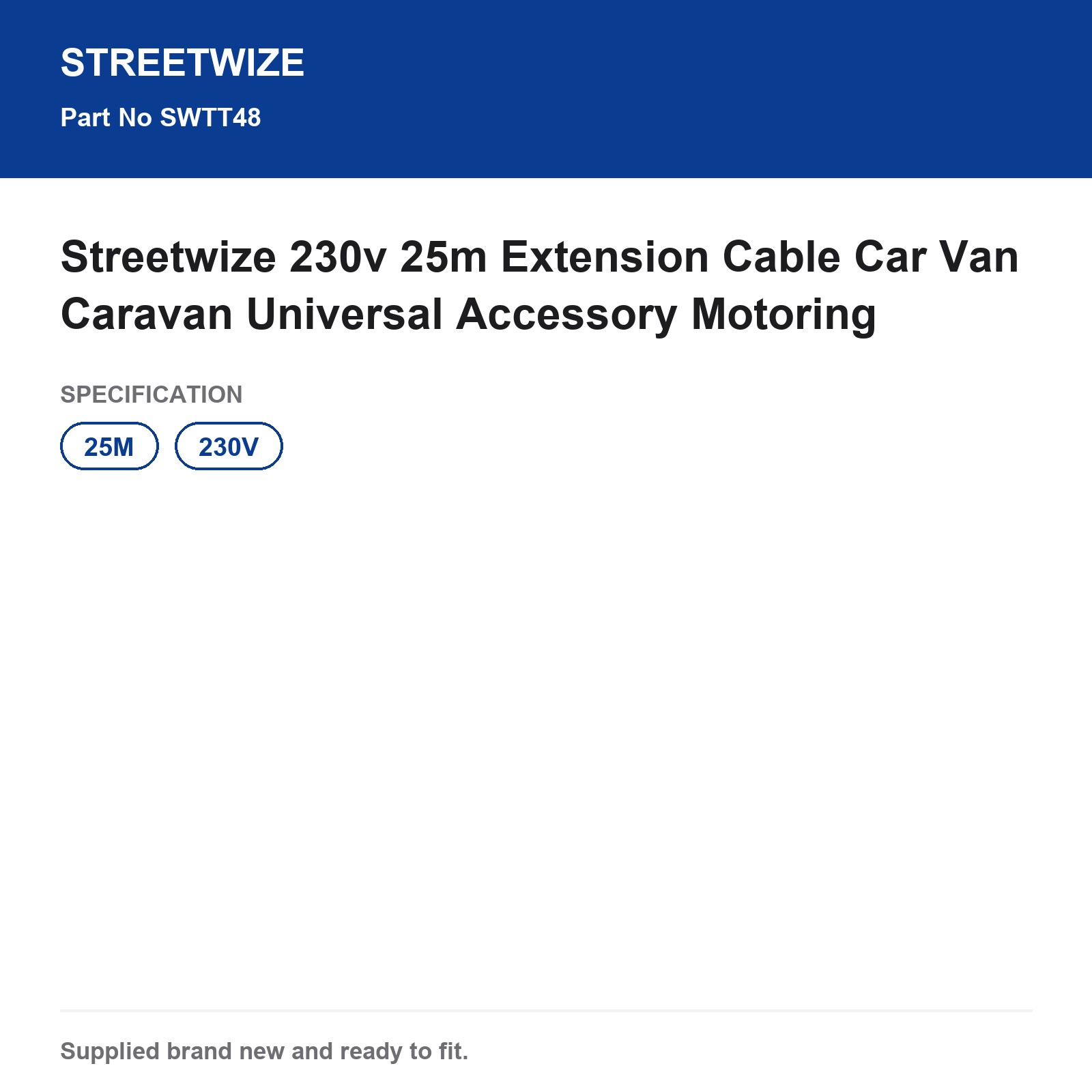 Streetwize 25m 230v Extension Cable Universal Car Van Caravan - Image 6