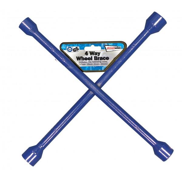 Streetwize 4 Way Wheel Brace 17-23mm Car Van Caravan Blue