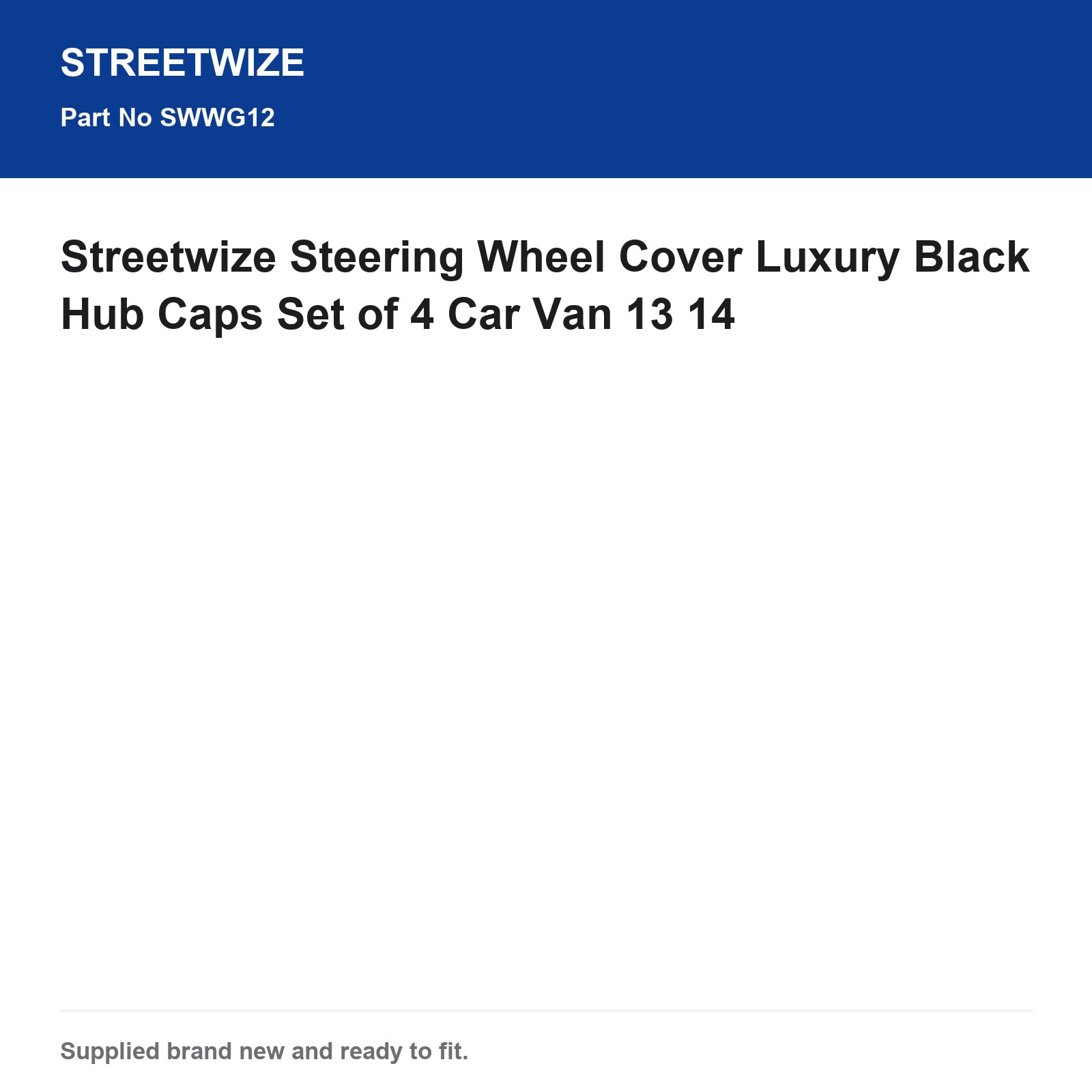 Streetwize Steering Wheel Cover Luxury Matt Black White Stitching Car Van - Image 4