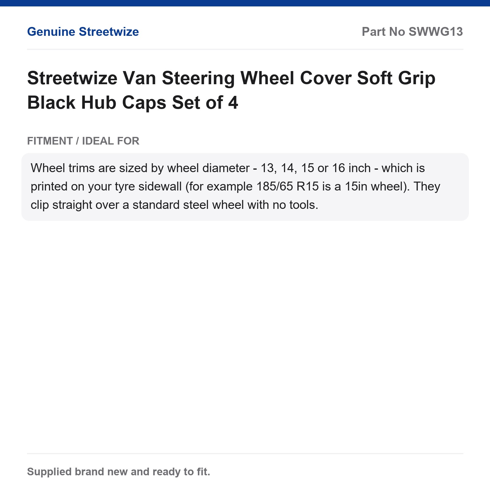 Streetwize Van Steering Wheel Cover Soft Grip Black - Image 4
