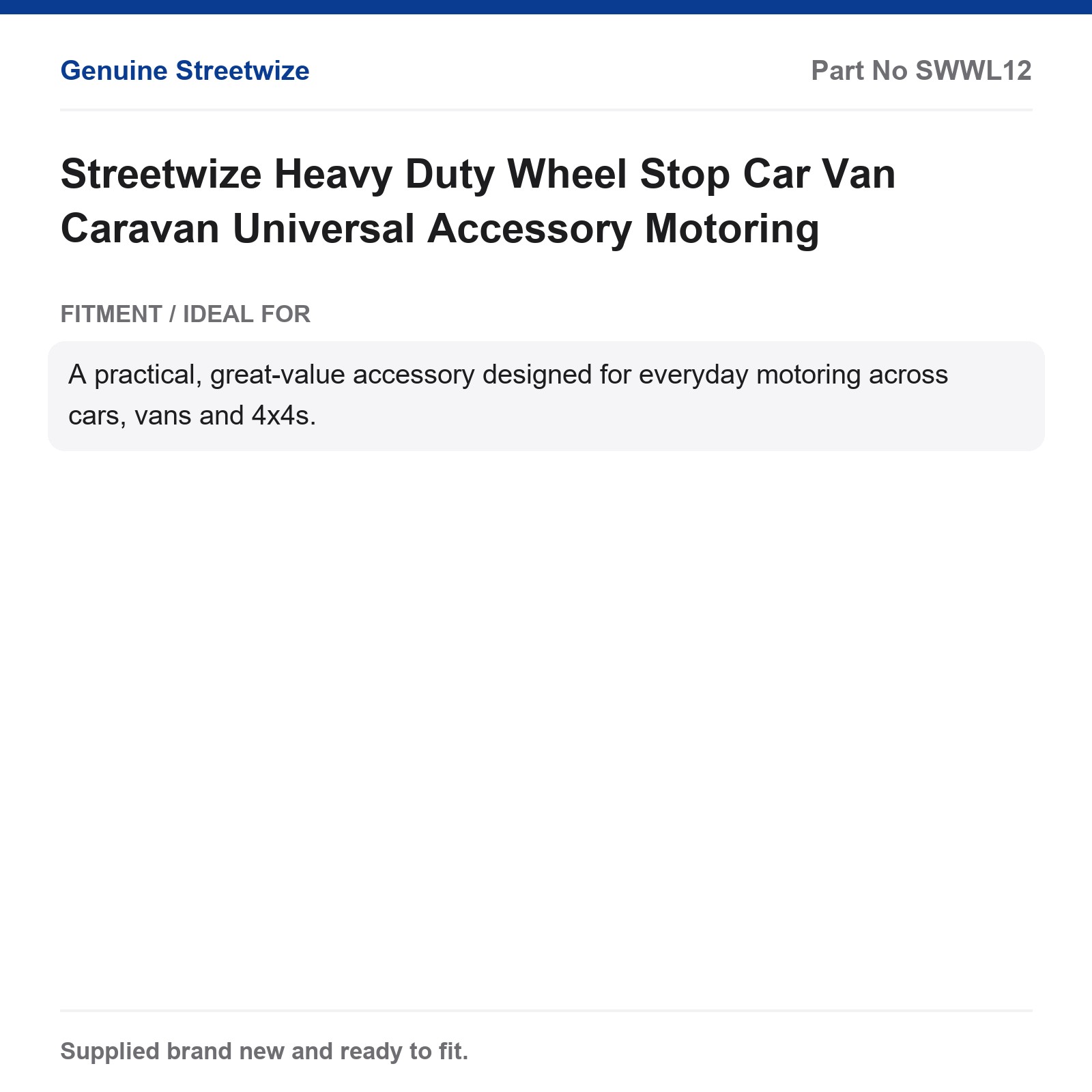 Streetwize Heavy Duty Wheel Stop Car Van Caravan Universal - Image 5